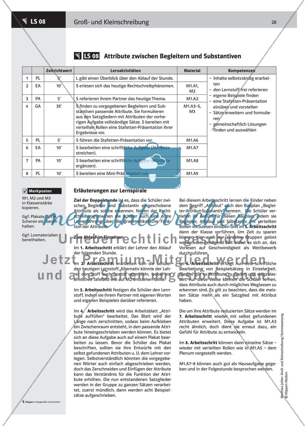 Attribute zwischen Begleitern und Substantiven Preview 1