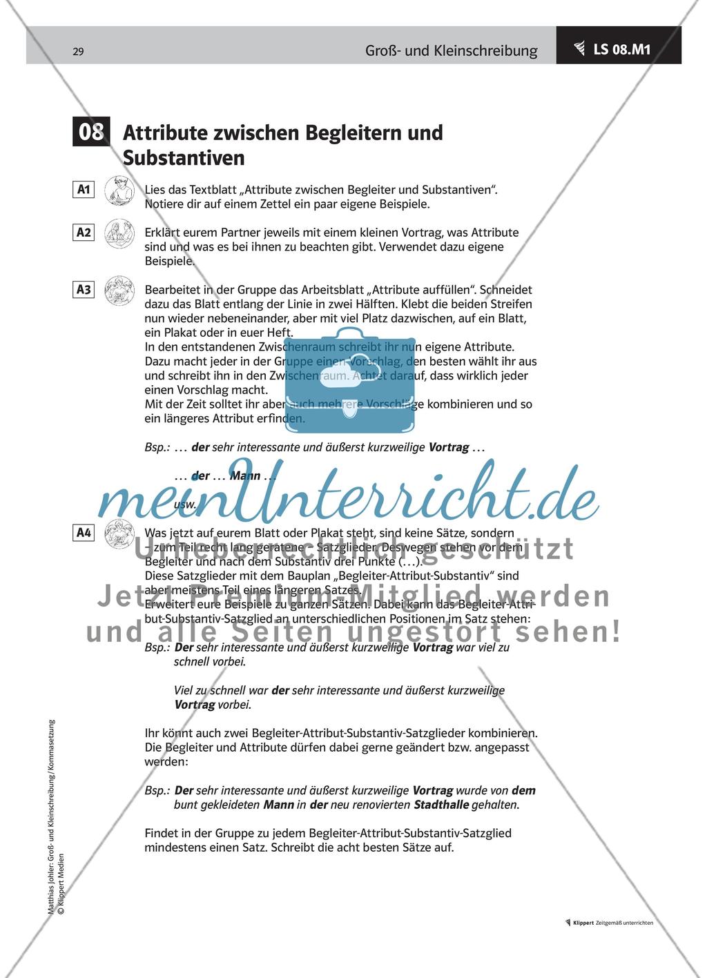 Attribute zwischen Begleitern und Substantiven Preview 2