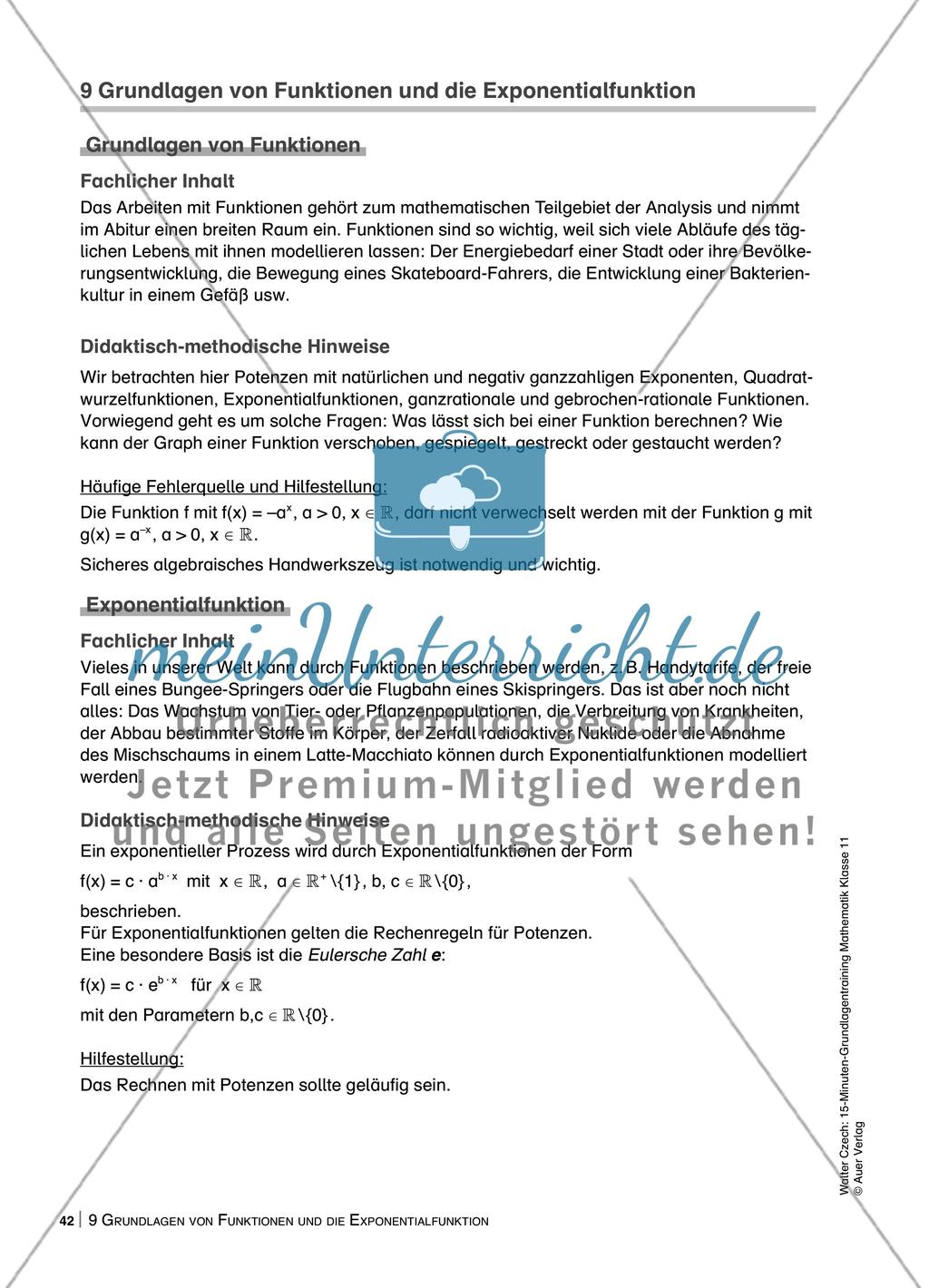 Grundlagen von Funktionen und die Exponentialfunktion Preview 1