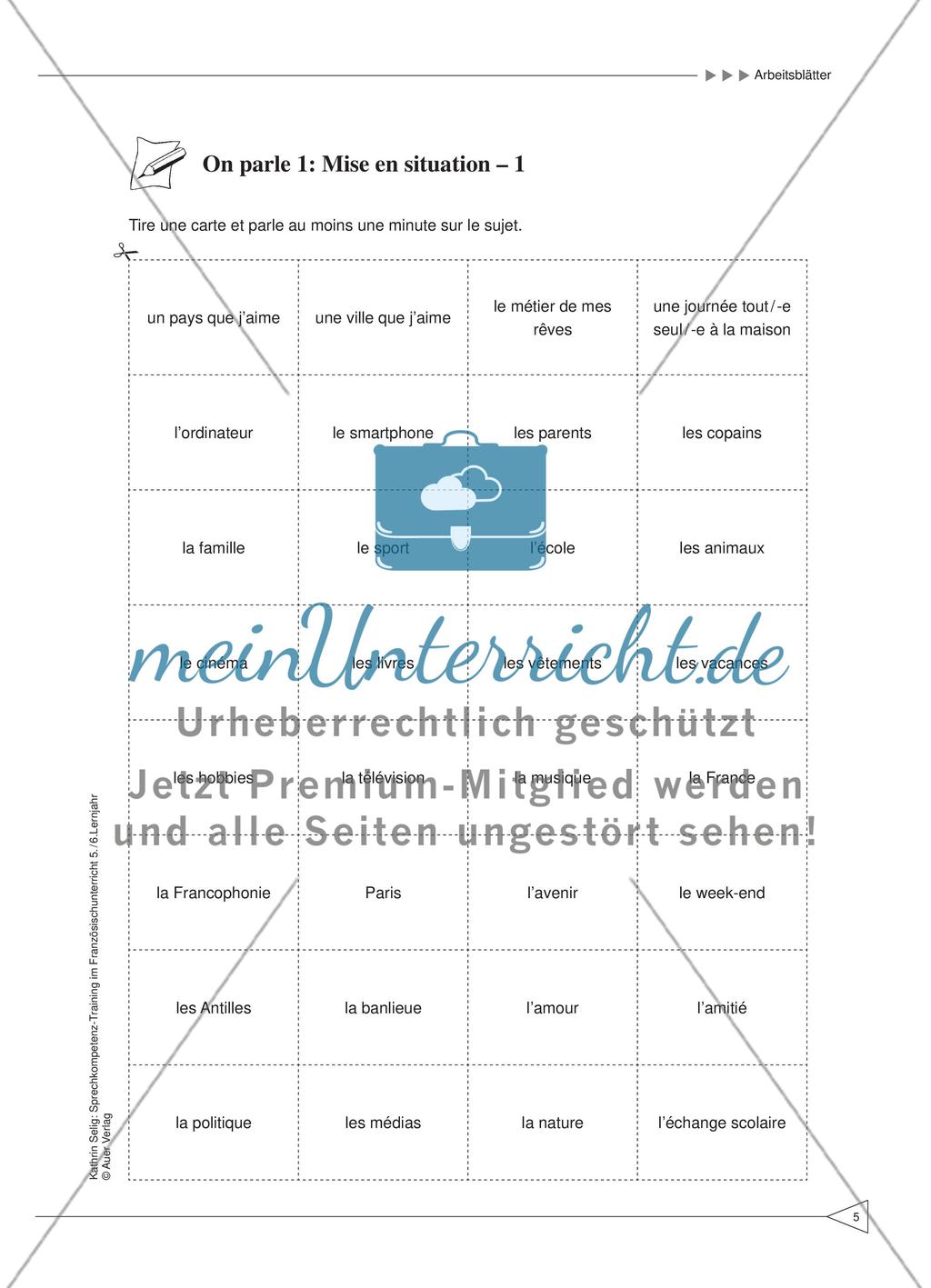 Sprechkompetenz-Training Französisch Lernjahr 5-6 – AB 1 - 8 Preview 1
