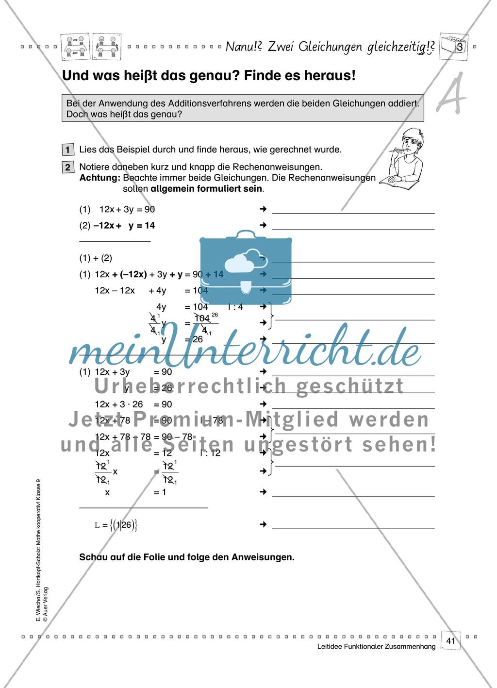 Einführung: Additionsverfahren Preview 4