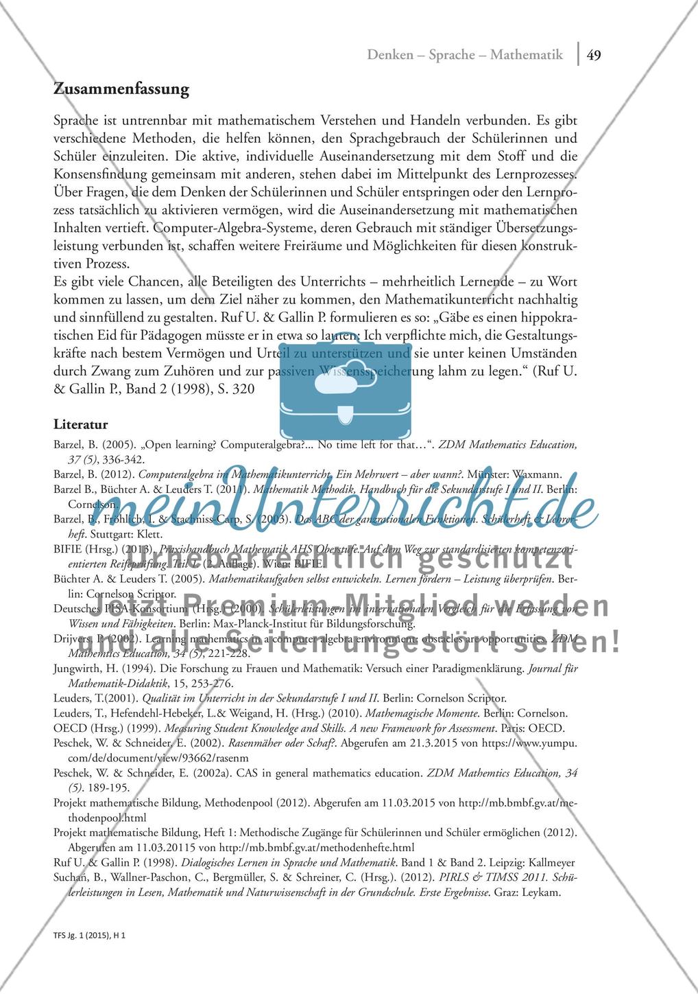 Denken – Sprache – Mathematik: Analyse der Unerlässlichkeit von Sprache beim mathematischen Arbeiten Preview 12