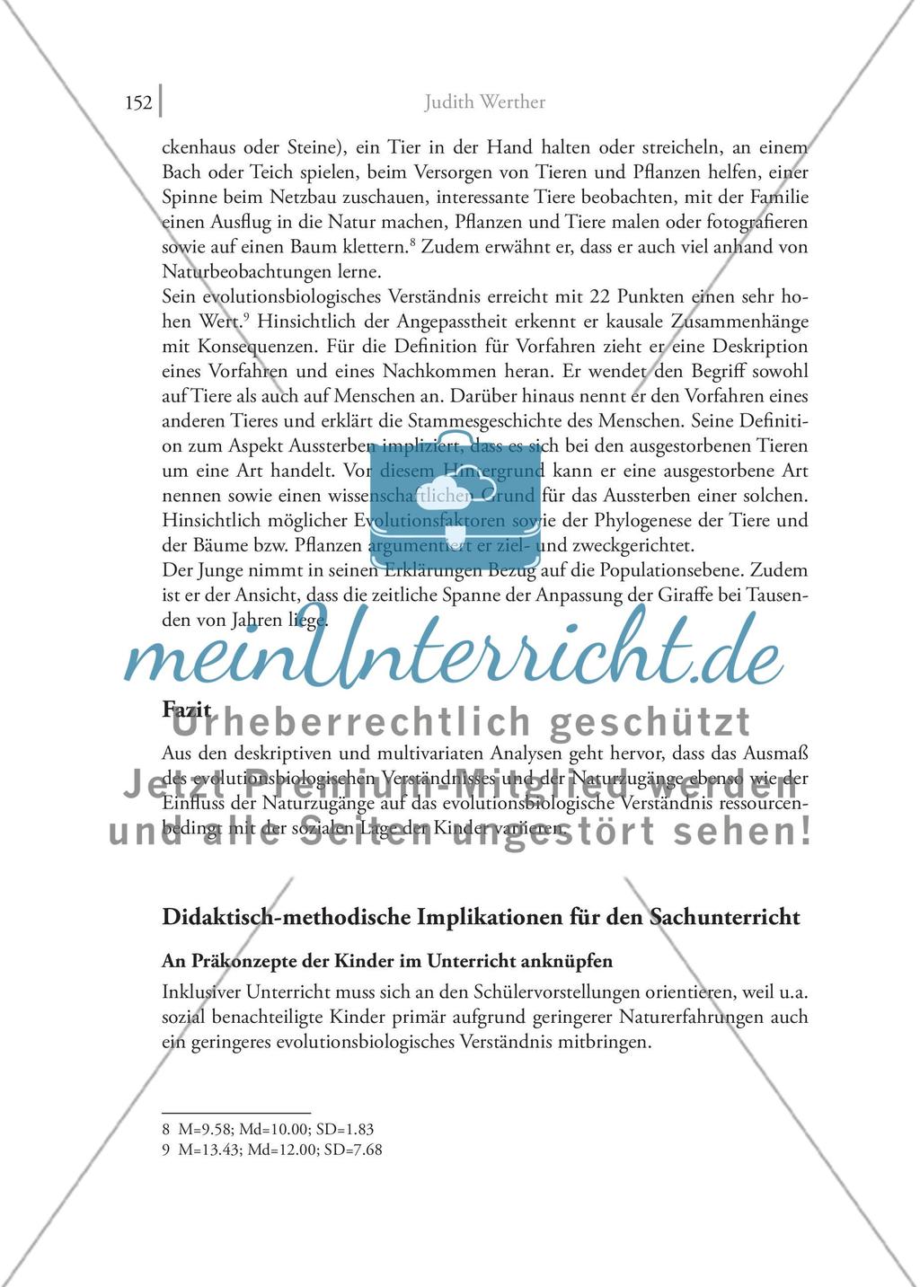 Evolutionsbiologie im Sachunterricht: Bedingungen zur Überwindung von Benachteiligungen der Kinder auf Grund ihrer sozialen Lage Preview 12