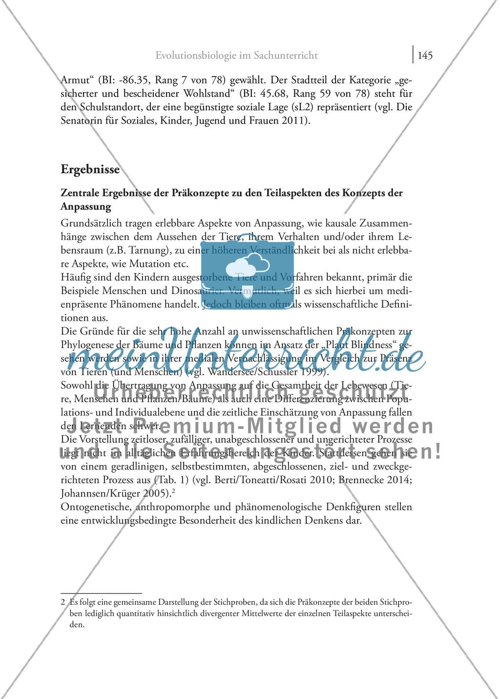 Evolutionsbiologie im Sachunterricht: Bedingungen zur Überwindung von Benachteiligungen der Kinder auf Grund ihrer sozialen Lage Preview 5