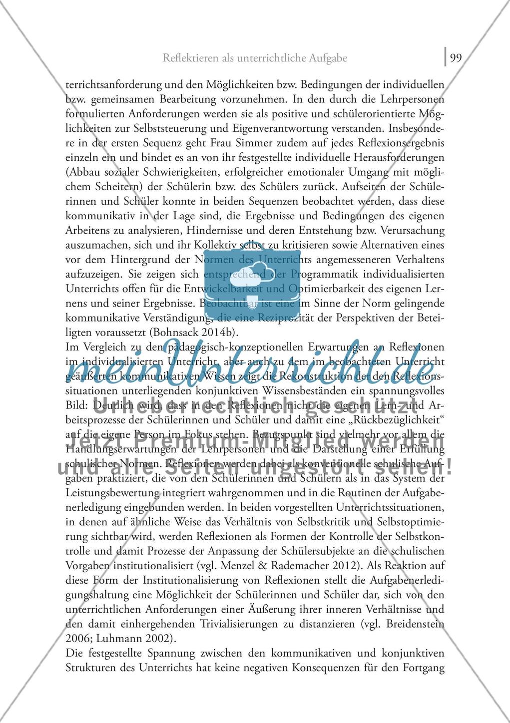 Reflektieren als unterrichtliche Aufgabe: Zur Passung von Lehr- und Lernkompetenzen im individualisierten Unterricht Preview 12