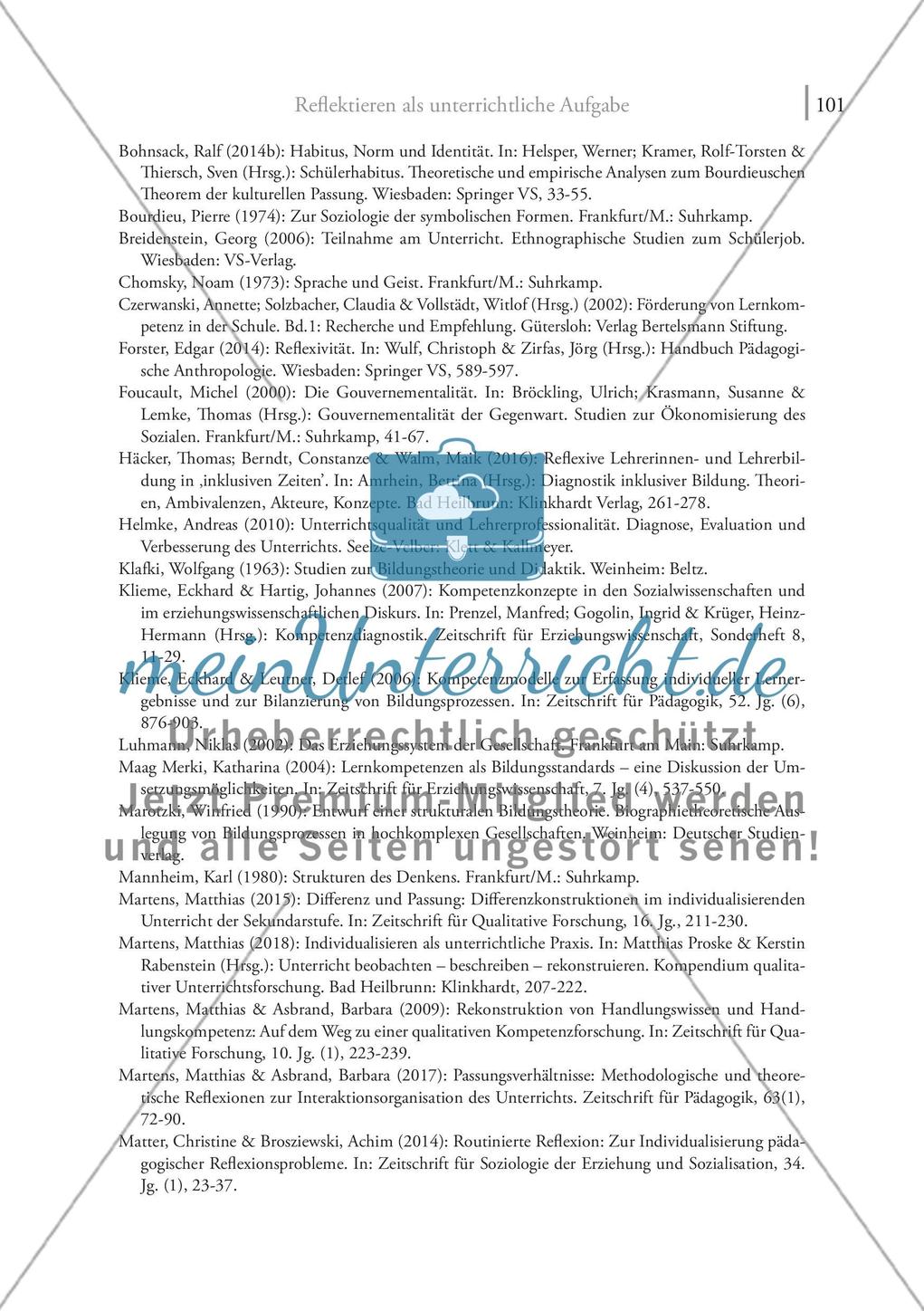 Reflektieren als unterrichtliche Aufgabe: Zur Passung von Lehr- und Lernkompetenzen im individualisierten Unterricht Preview 14