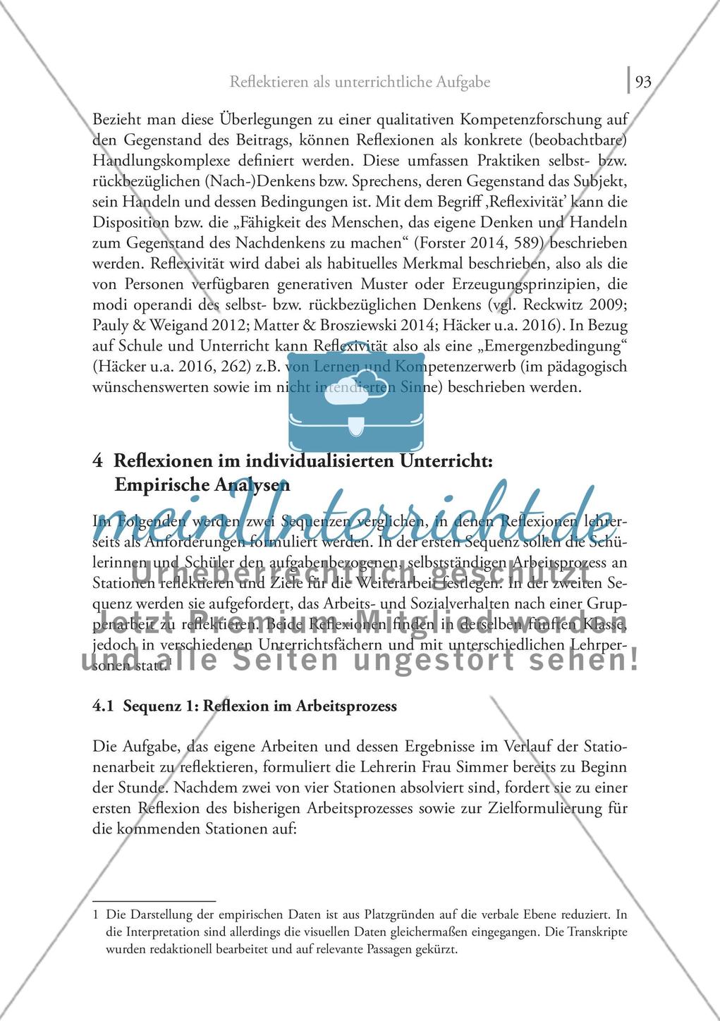 Reflektieren als unterrichtliche Aufgabe: Zur Passung von Lehr- und Lernkompetenzen im individualisierten Unterricht Preview 6