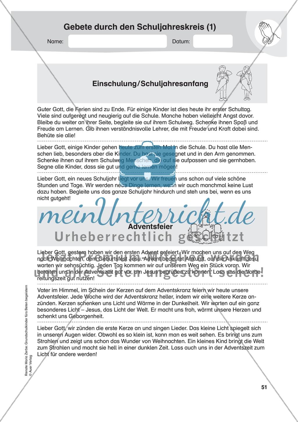 Gebete durch den Schuljahreskreis Preview 1