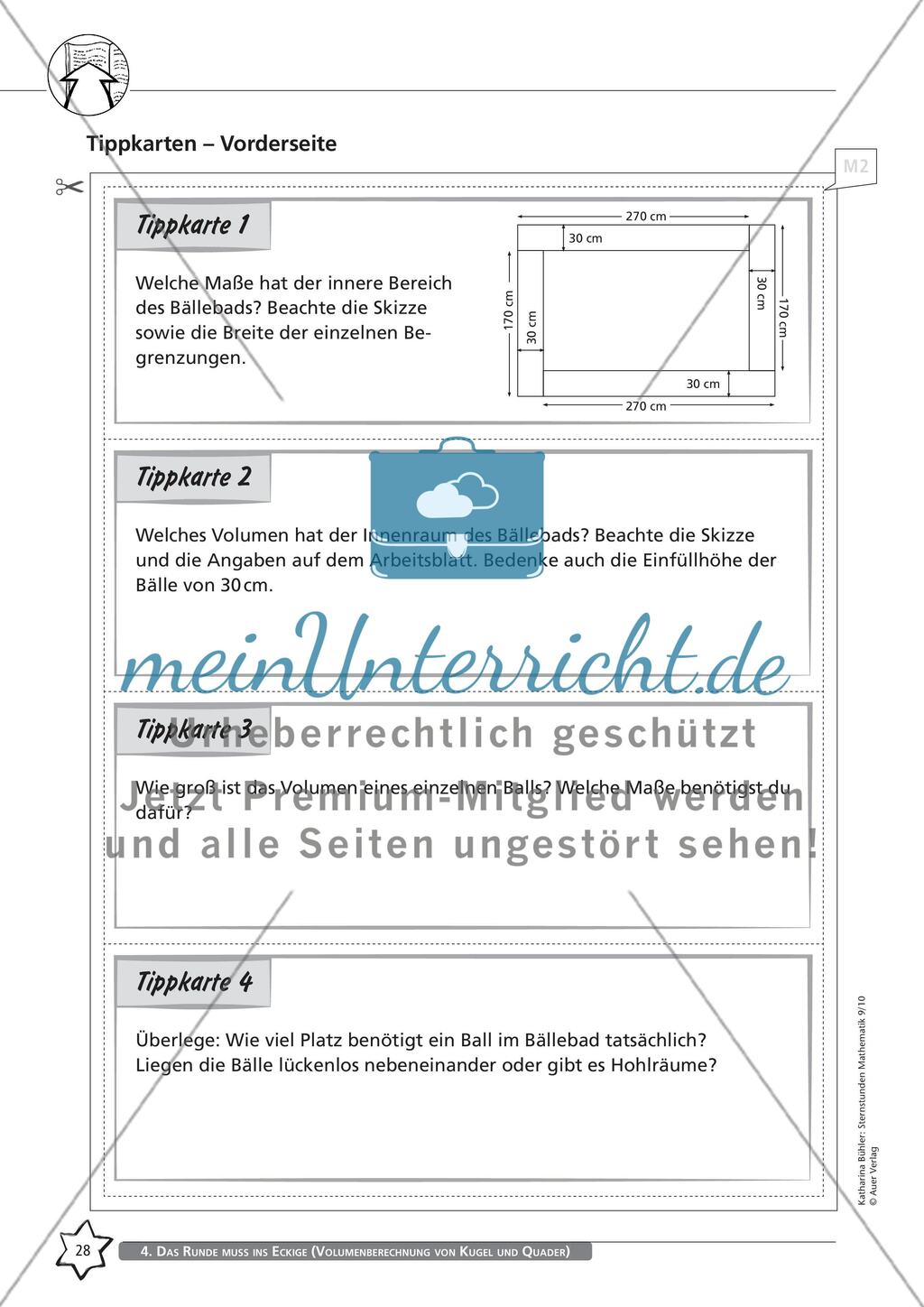 Das Runde muss ins Eckige (Volumenberechnung von Kugel und Quader) Preview 4