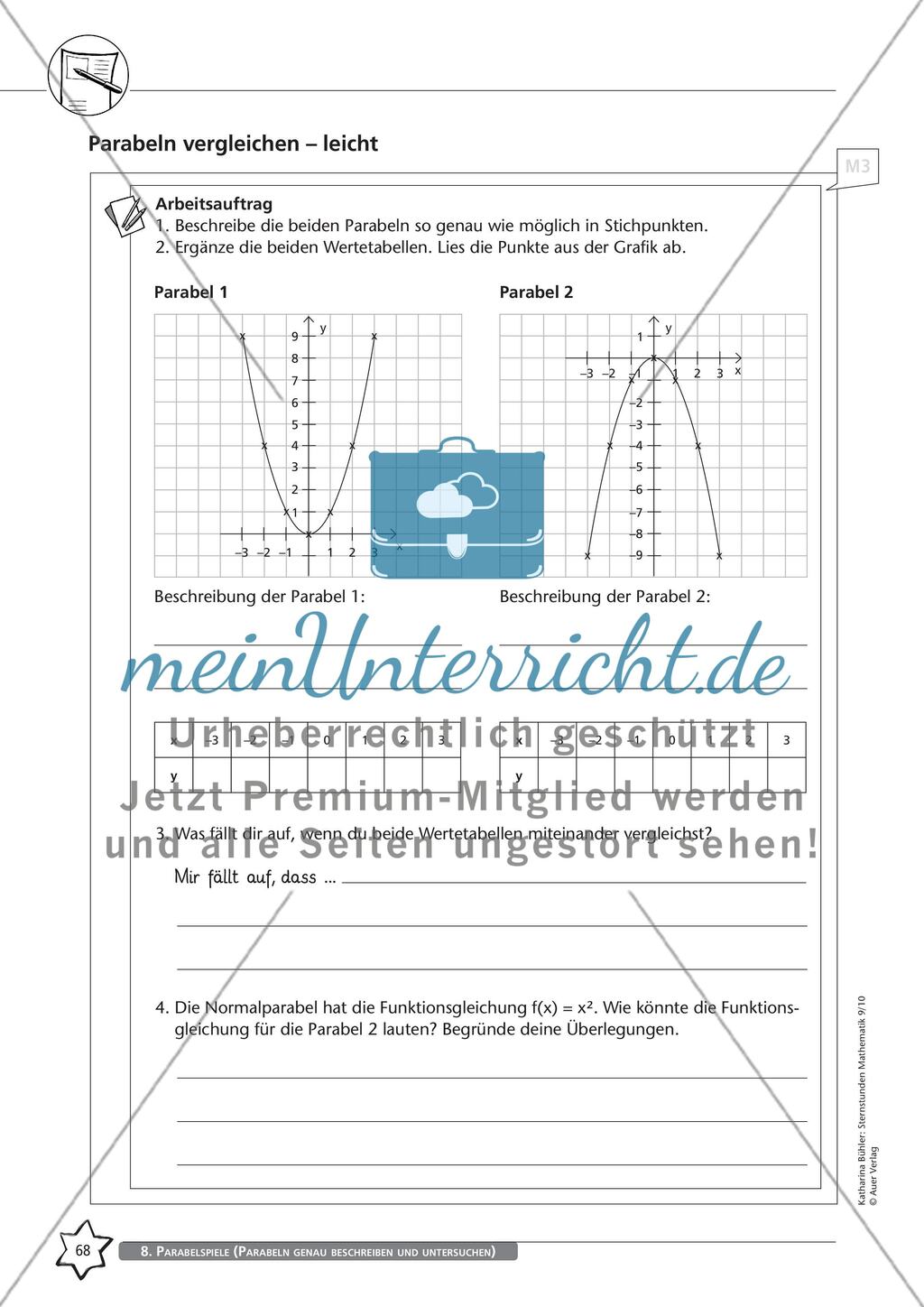 Parabelspiele (Parabeln genau beschreiben und untersuchen) Preview 9