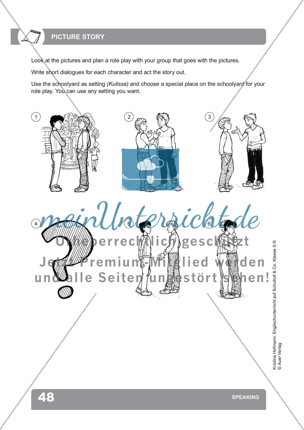Speaking: Picture story event/ Dialogues and role plays / Interview project/ Shopping dialogues / Story theatre Preview 3