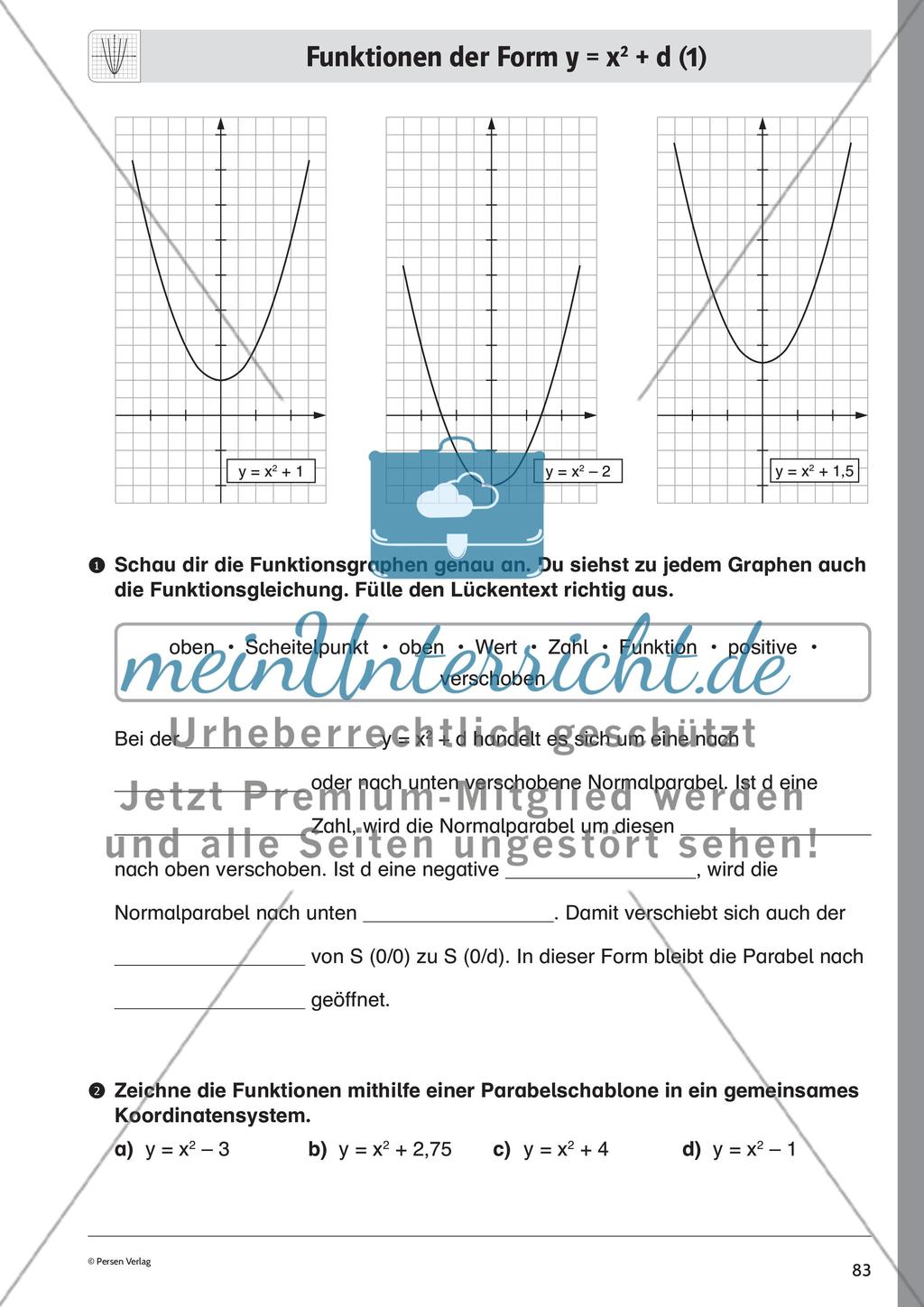 Quadratische Funktionen – Teil 2 Preview 1