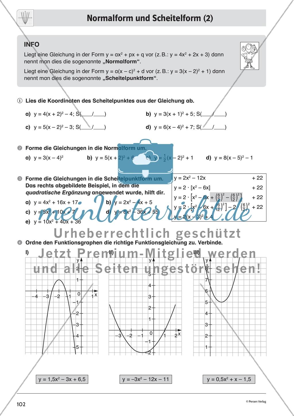 Quadratische Funktionen – Teil 4 Preview 2