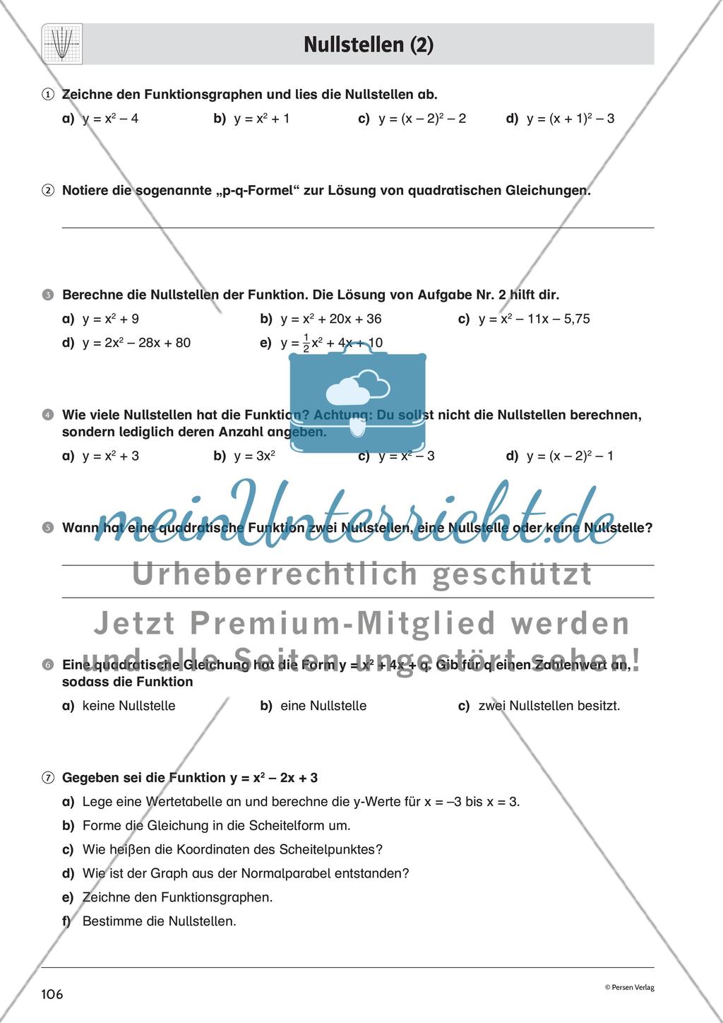 Quadratische Funktionen – Teil 4 Preview 6