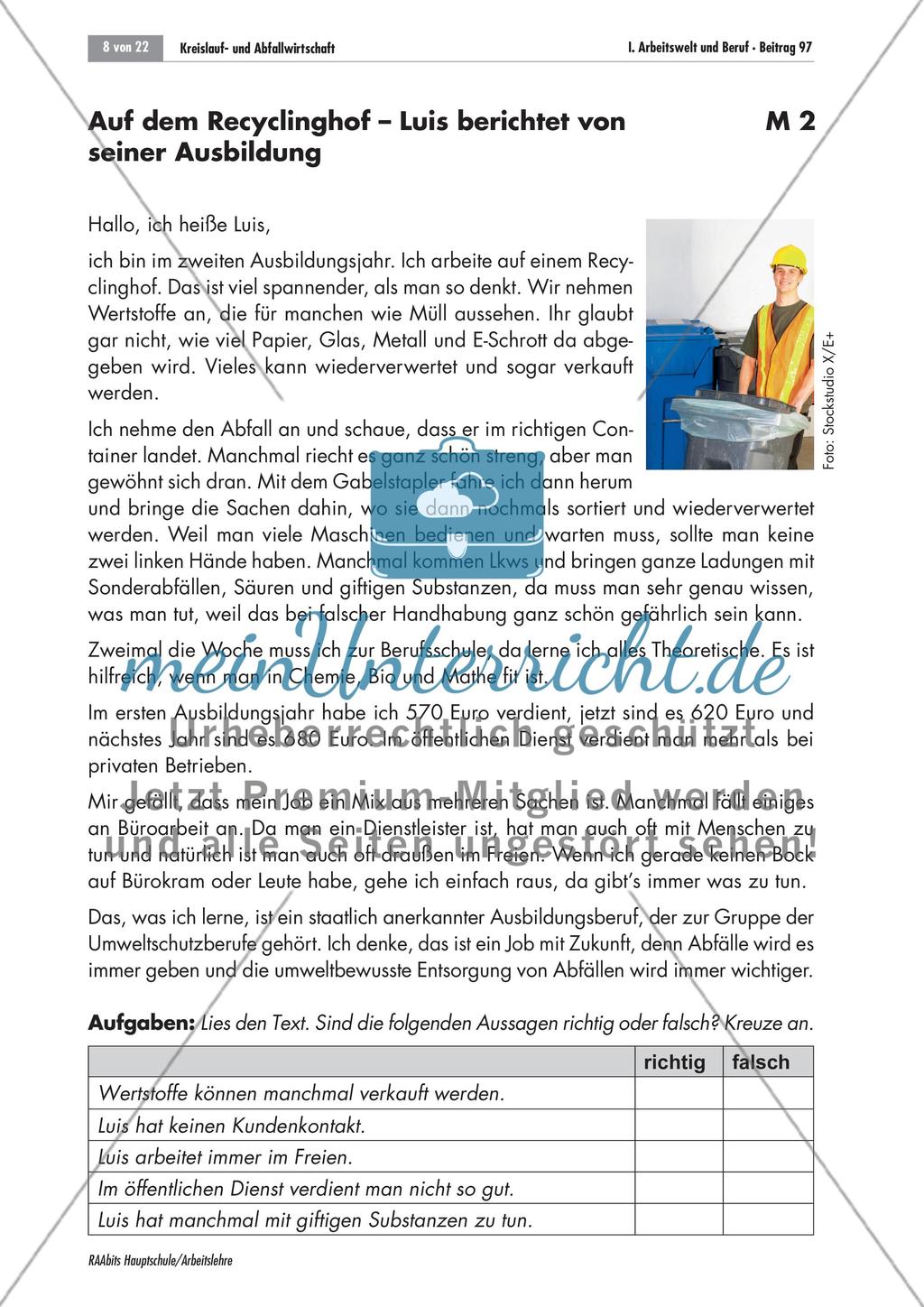 Ausbildungsberuf: Fachkraft für Kreislauf- und Abfallwirtschaft Preview 8