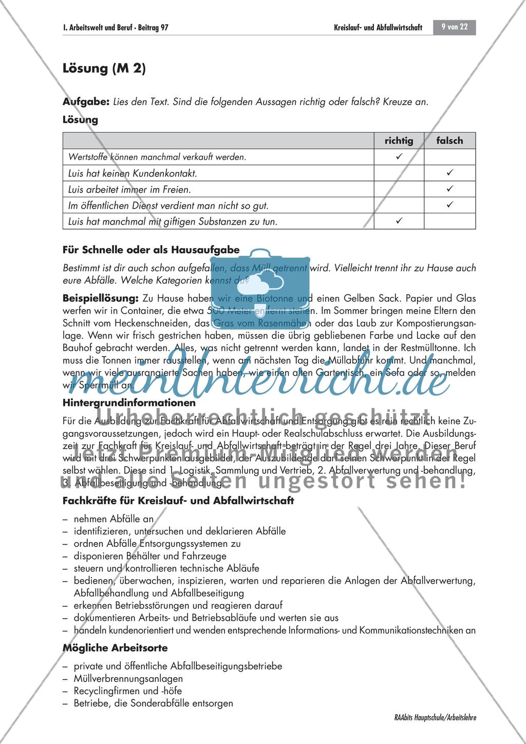 Ausbildungsberuf: Fachkraft für Kreislauf- und Abfallwirtschaft Preview 9