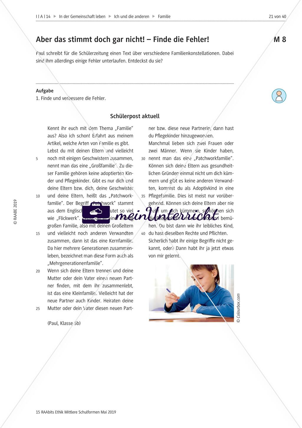 Schreiben und Sprechen über die eigene Familie Preview 1