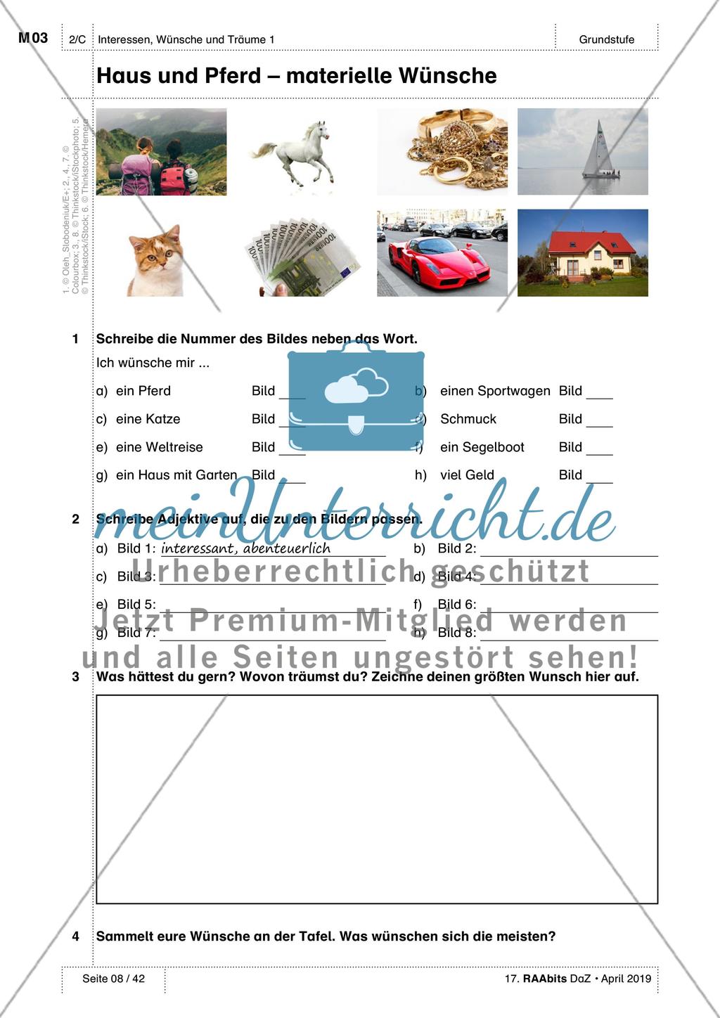 Interessen, Wünsche, Gefühle: Einführung des Wortschatzes Preview 3