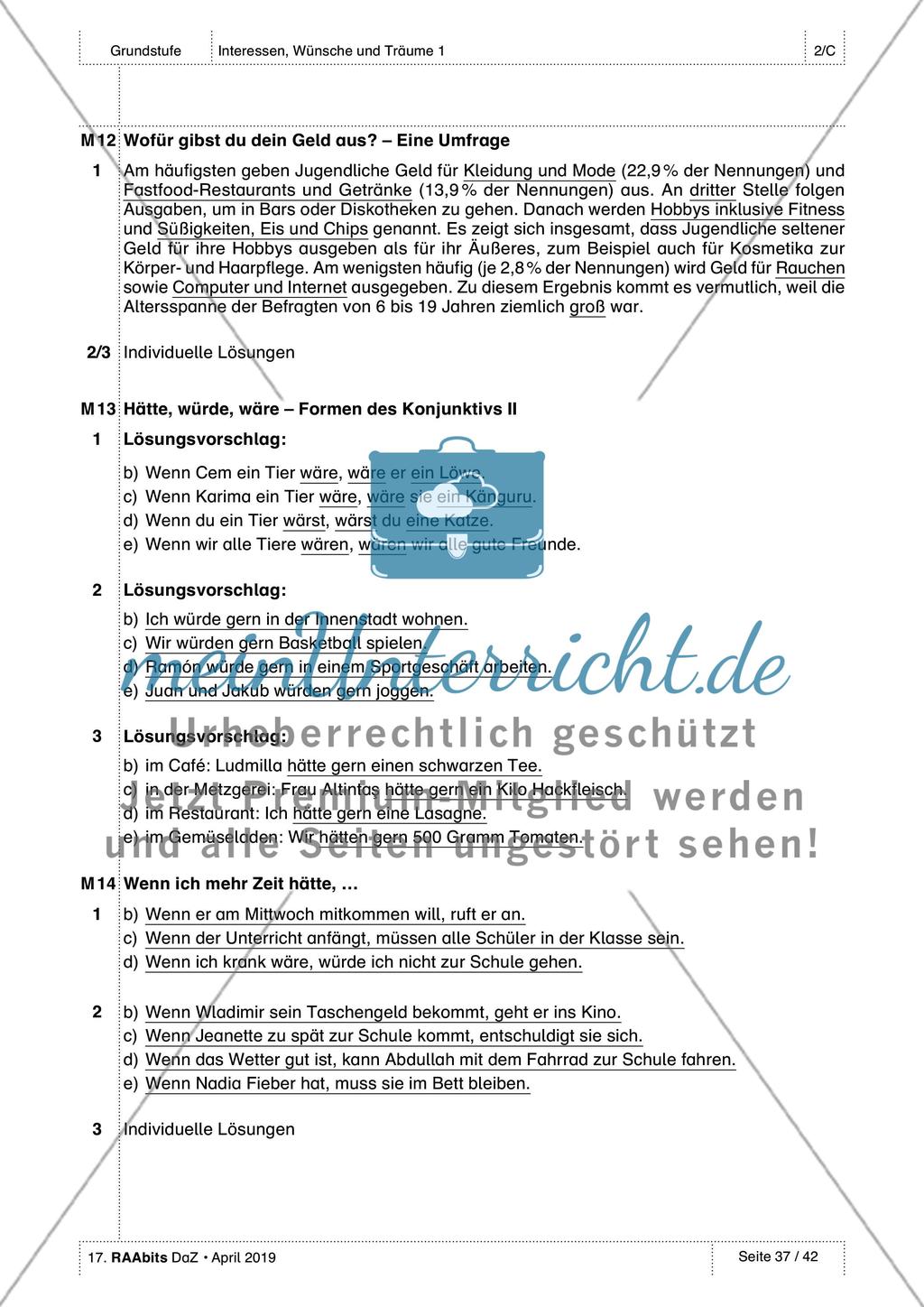 Interessen, Wünsche, Gefühle: Lösungen Preview 6