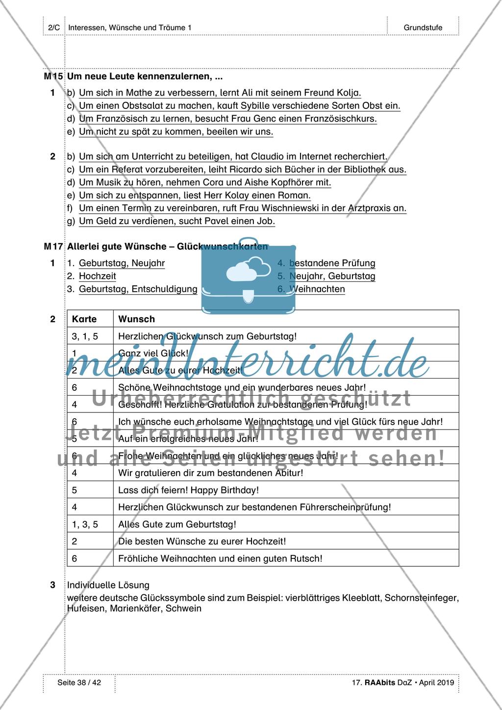 Interessen, Wünsche, Gefühle: Lösungen Preview 7