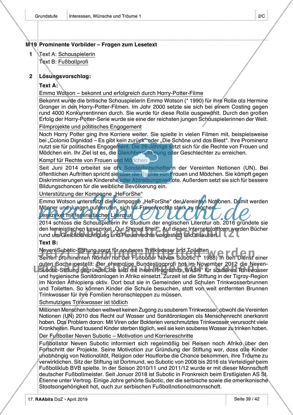 Interessen, Wünsche, Gefühle: Lösungen Preview 8