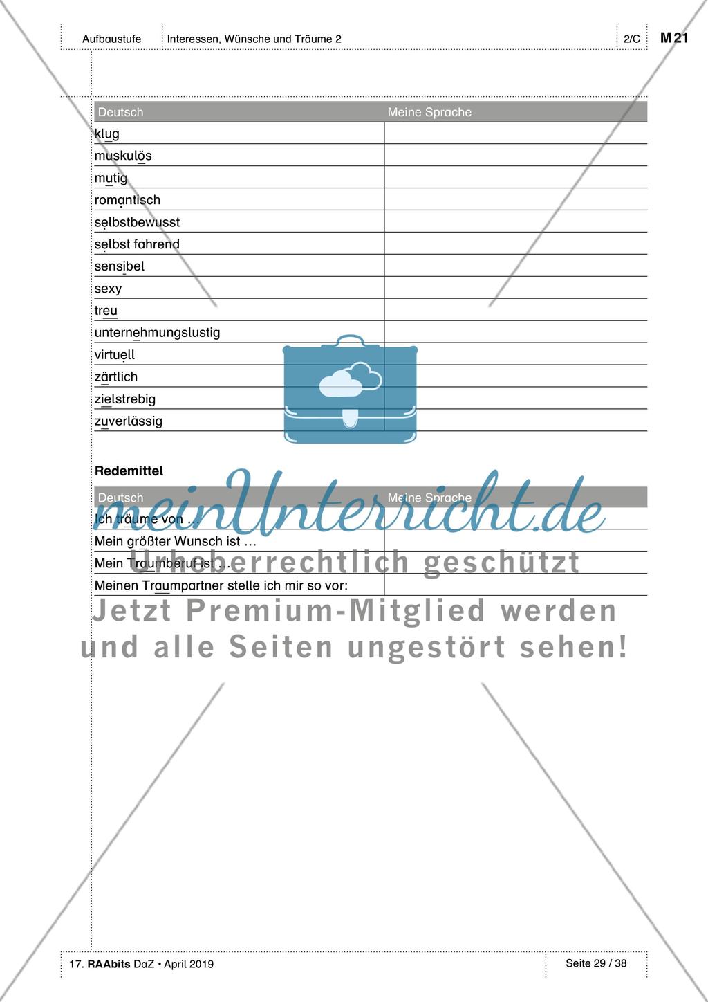 Träume und Zukunftsvorstellungen: Test und Selbsteinschätzung Preview 6