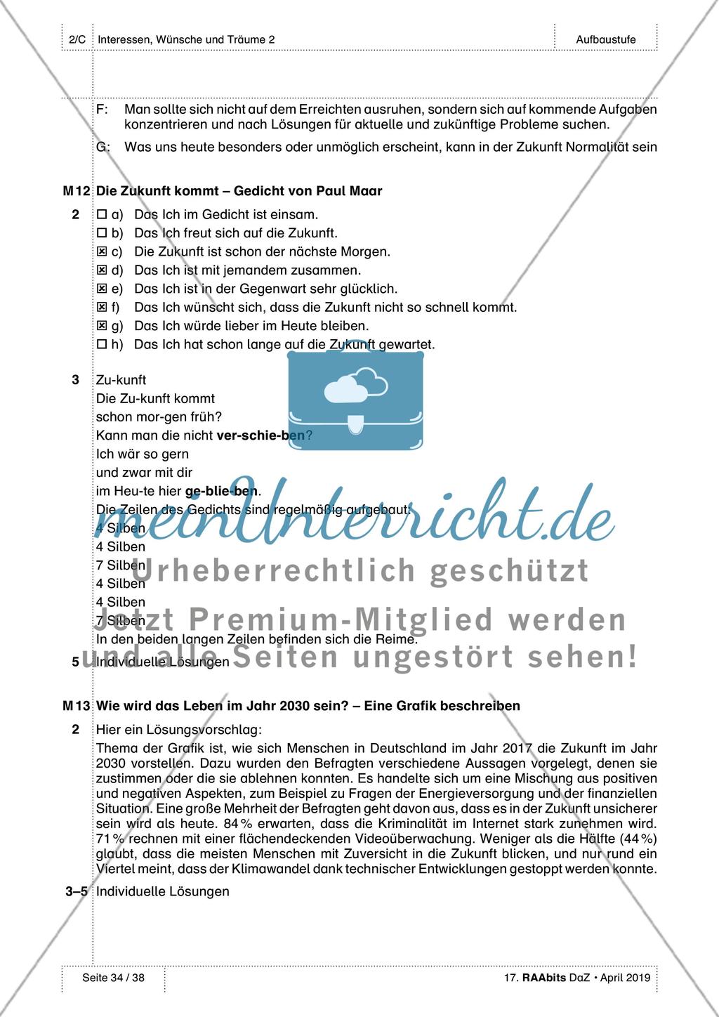 Träume und Zukunftsvorstellungen: Lösungen Preview 5