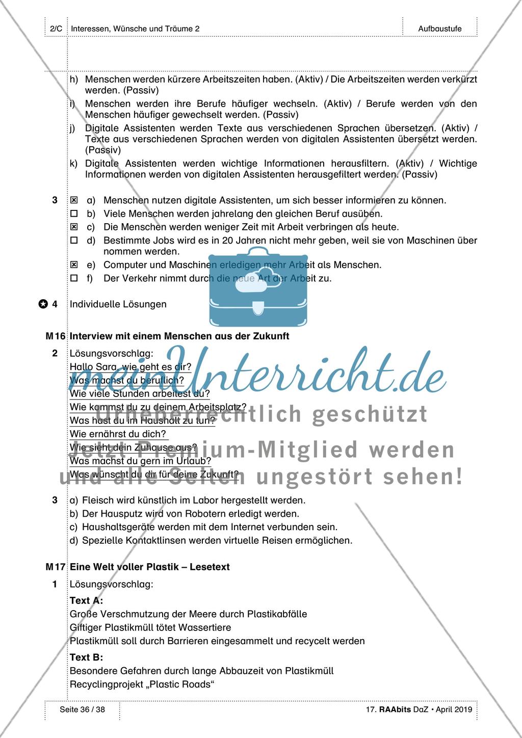 Träume und Zukunftsvorstellungen: Lösungen Preview 7