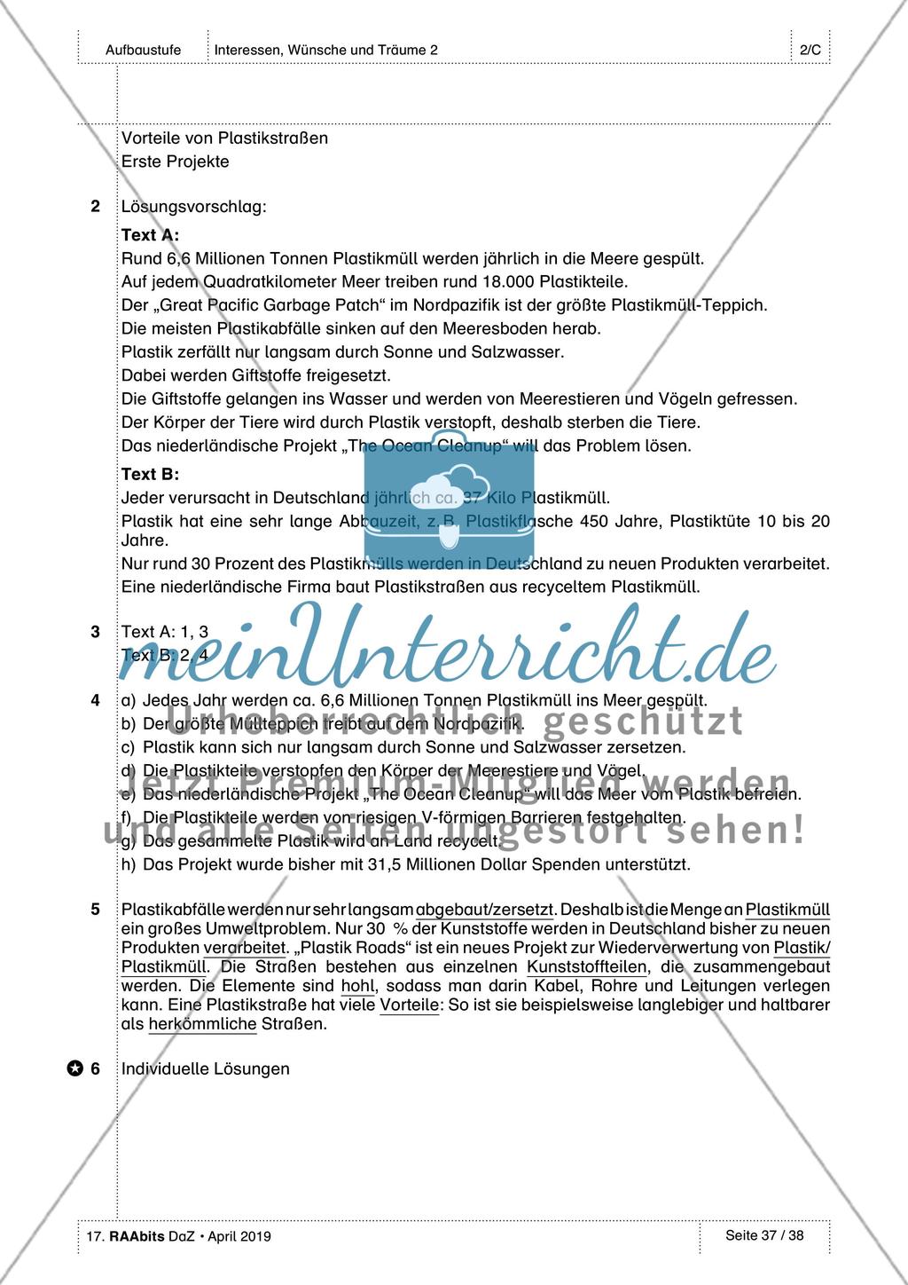 Träume und Zukunftsvorstellungen: Lösungen Preview 8