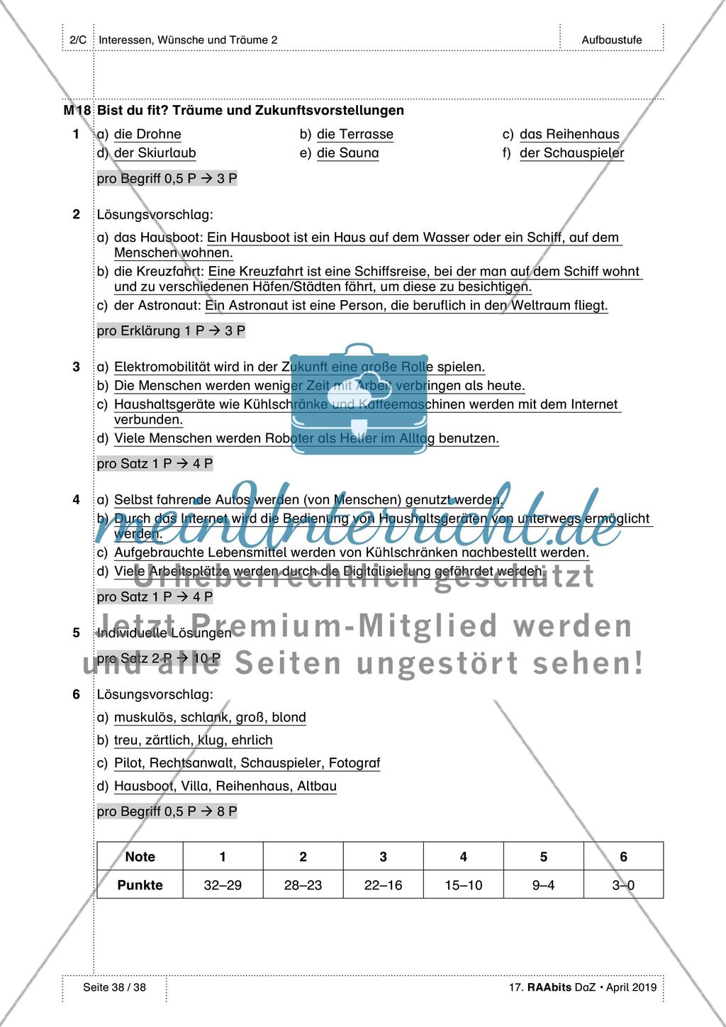 Träume und Zukunftsvorstellungen: Lösungen Preview 9