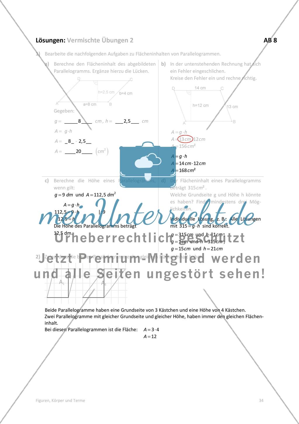 Die Lösungen der Arbeitsblätter Preview 18
