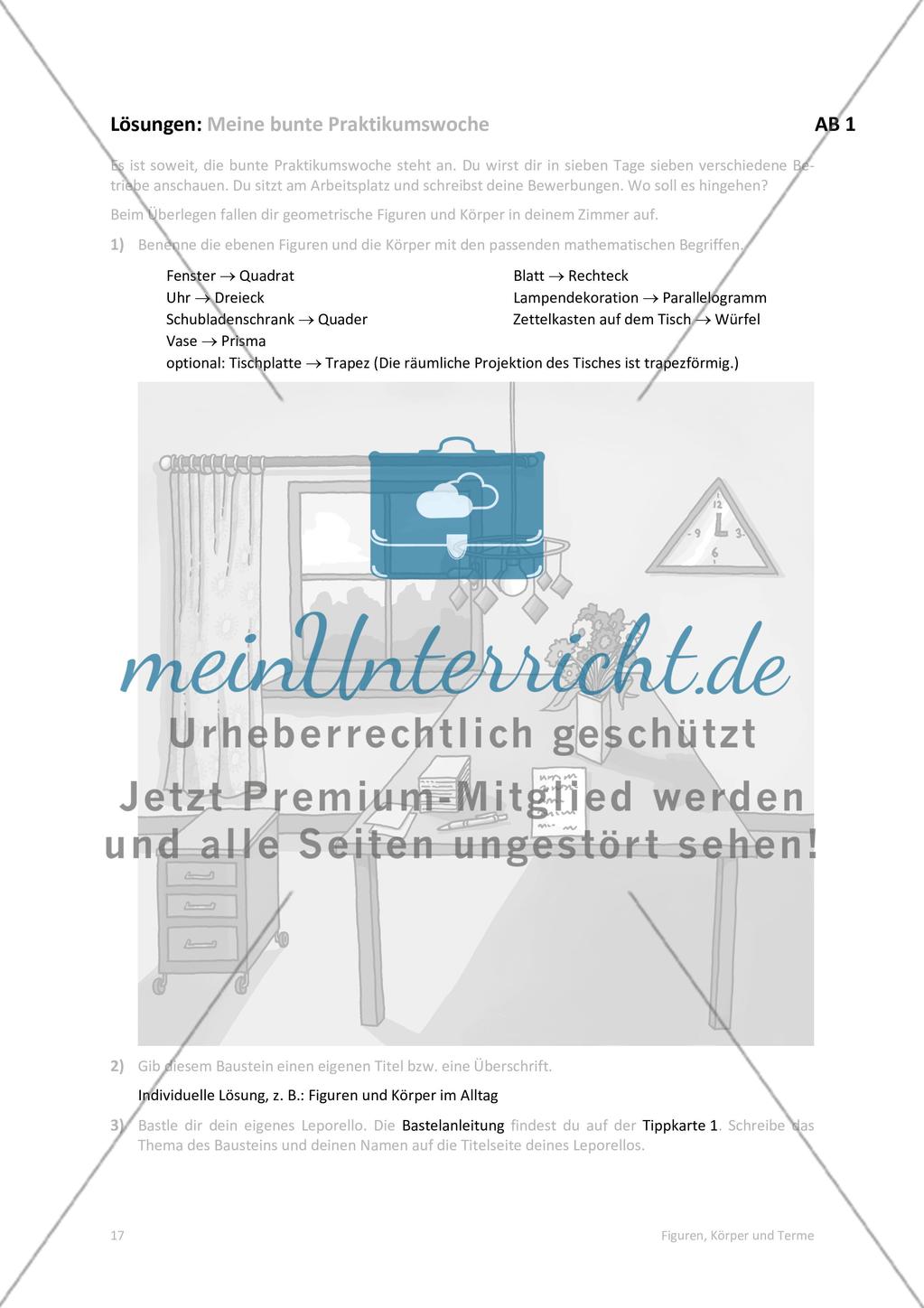 Die Lösungen der Arbeitsblätter Preview 1