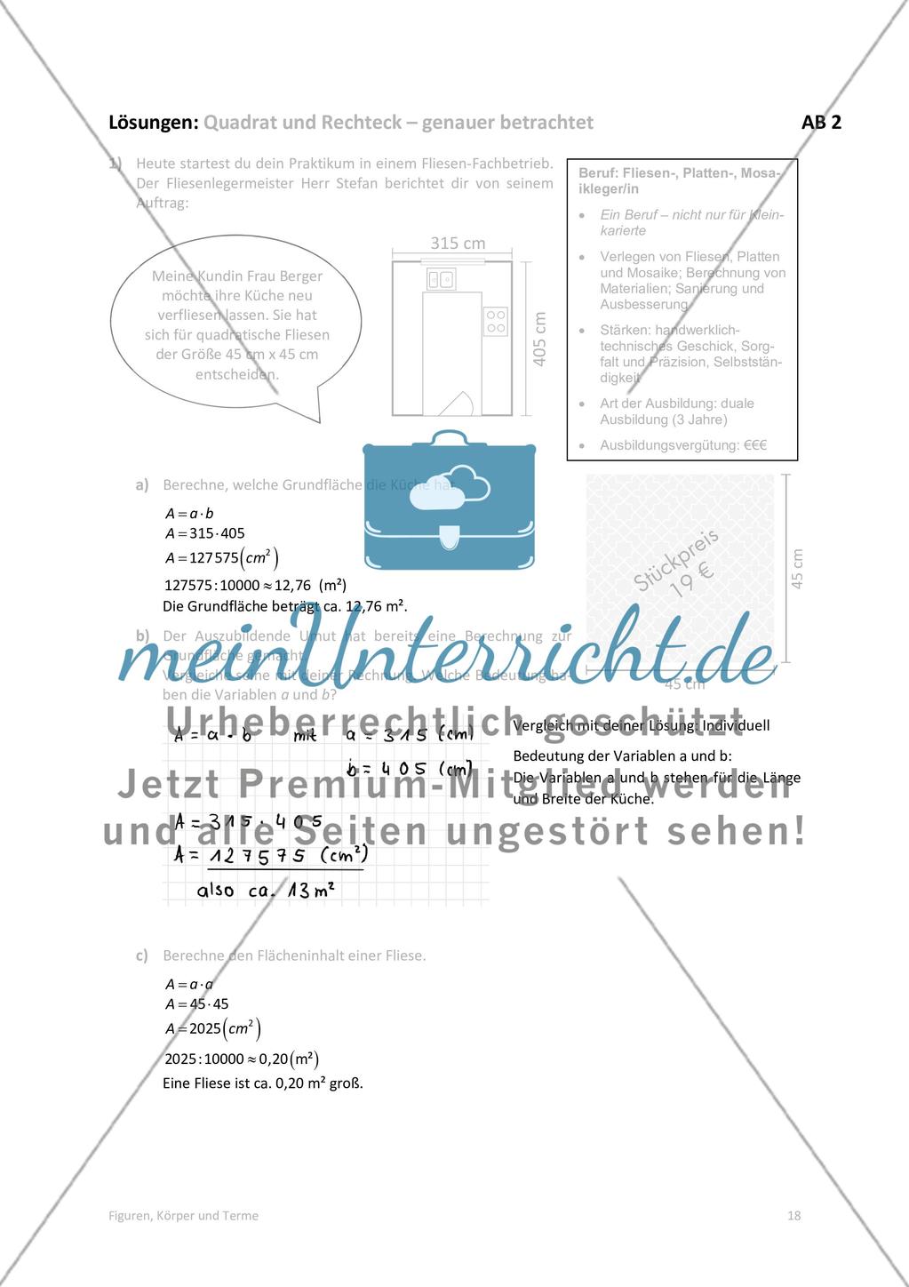 Die Lösungen der Arbeitsblätter Preview 2