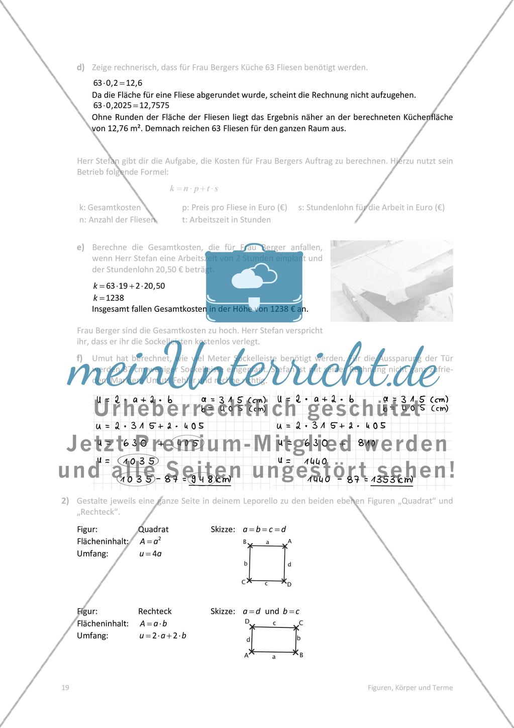 Die Lösungen der Arbeitsblätter Preview 3