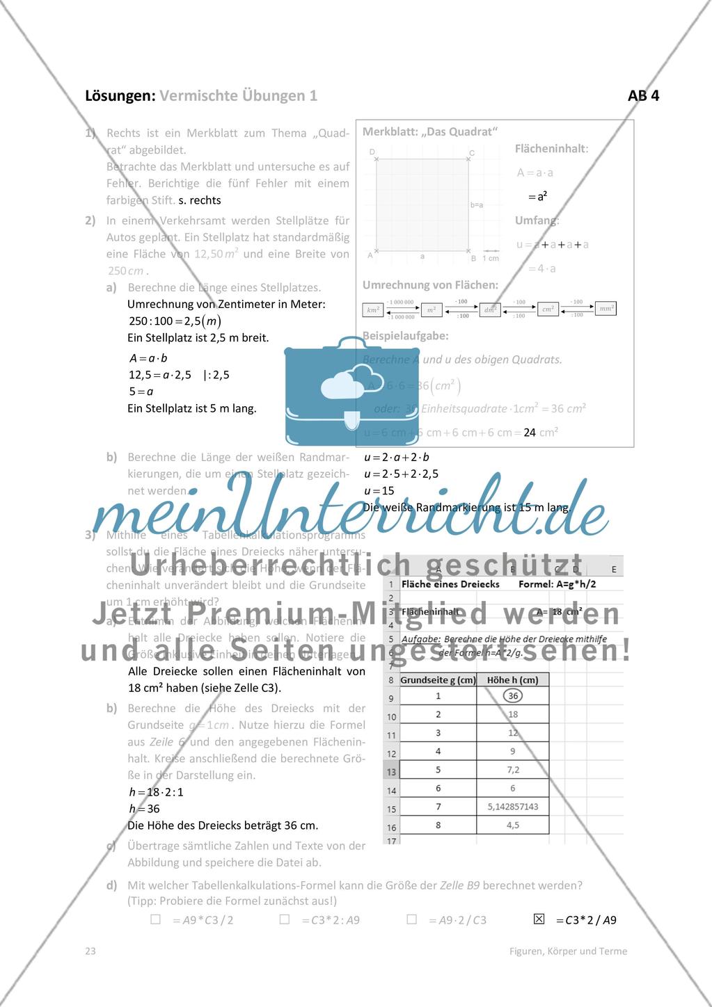 Die Lösungen der Arbeitsblätter Preview 7