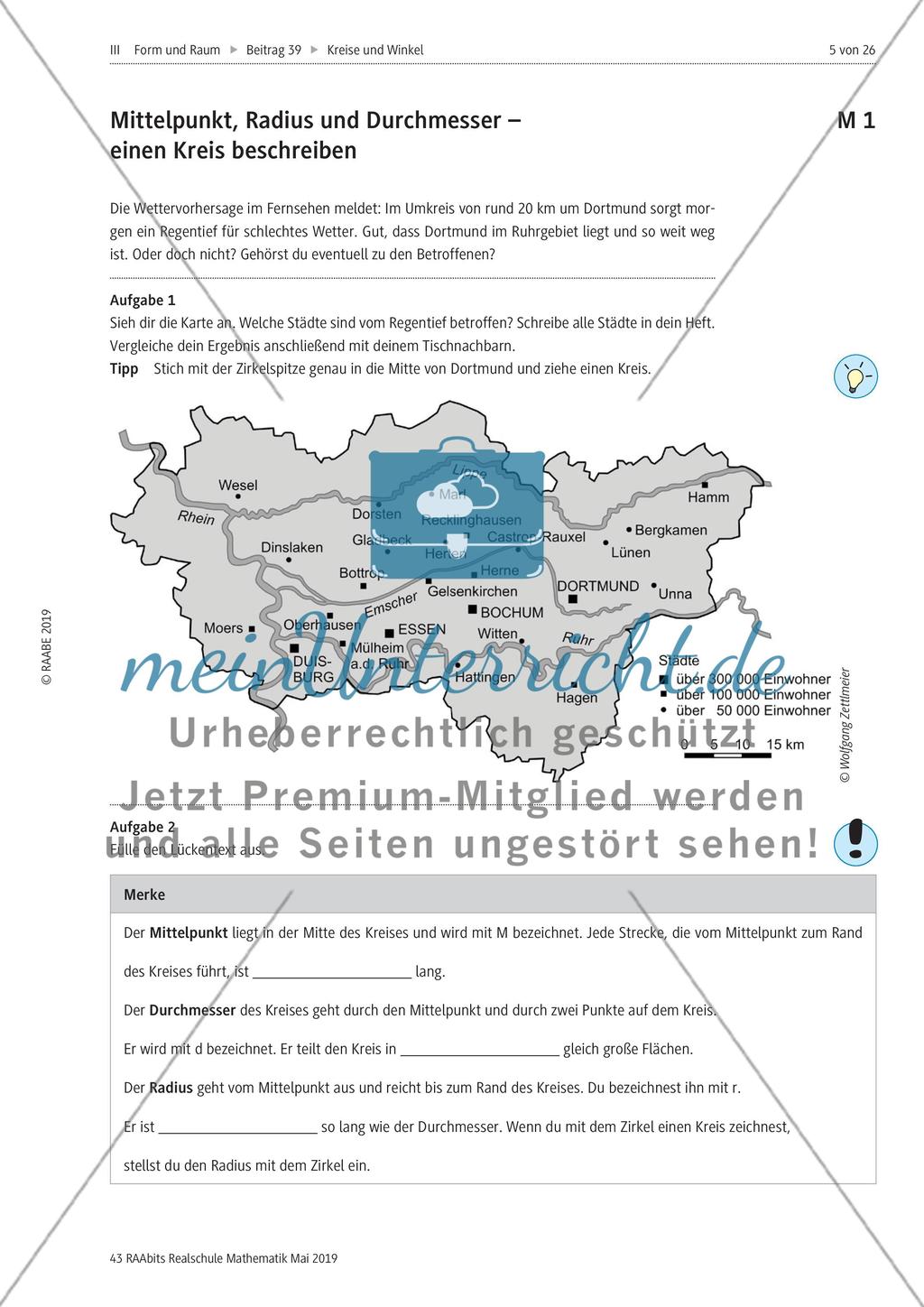 Kreise und Winkel: Mittelpunkt, Radius, Durchmesser Preview 1