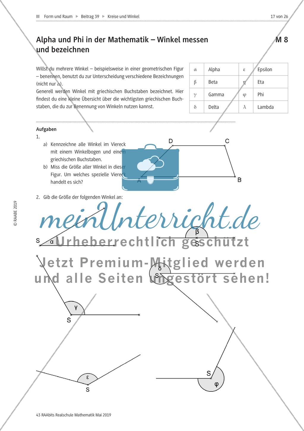 Kreise und Winkel: Winkel messen, bezeichnen und unterscheiden Preview 2