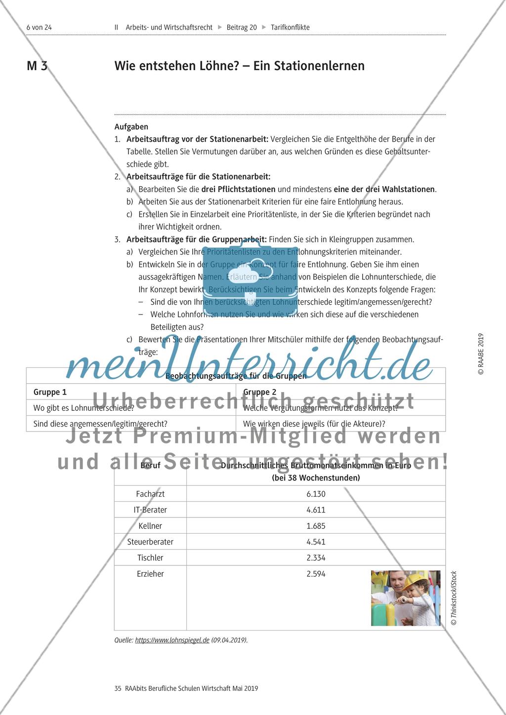 Eine Stationenarbeit zu dem Thema Löhne Preview 2