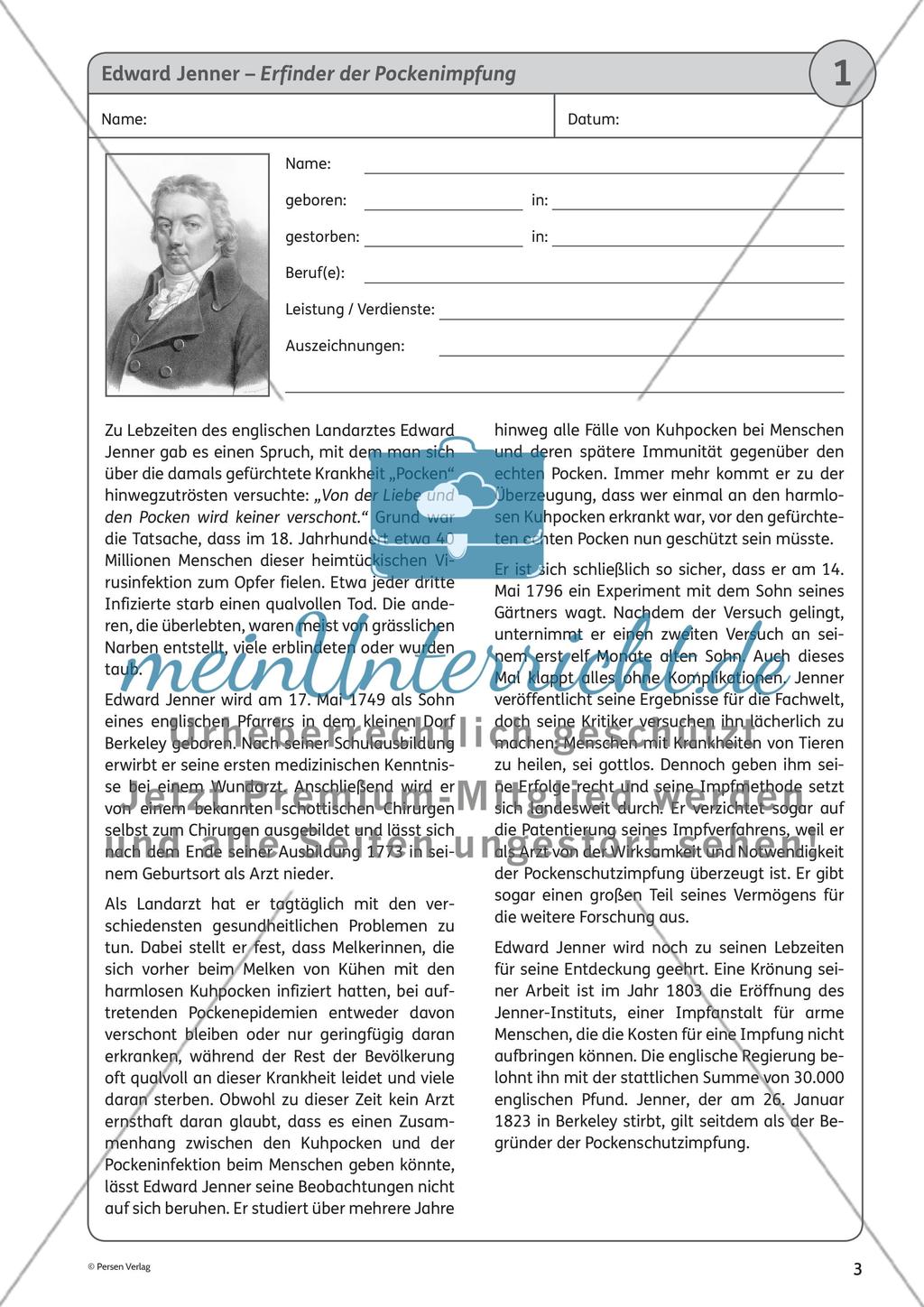 Edward Jenner (17.05.1749 bis 26.01.1823) Preview 1