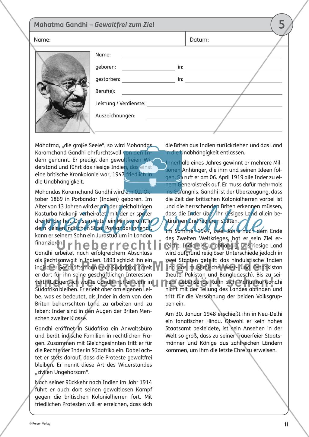 Mahatma Gandhi (02.10.1869 bis 30.01.1948) Preview 1
