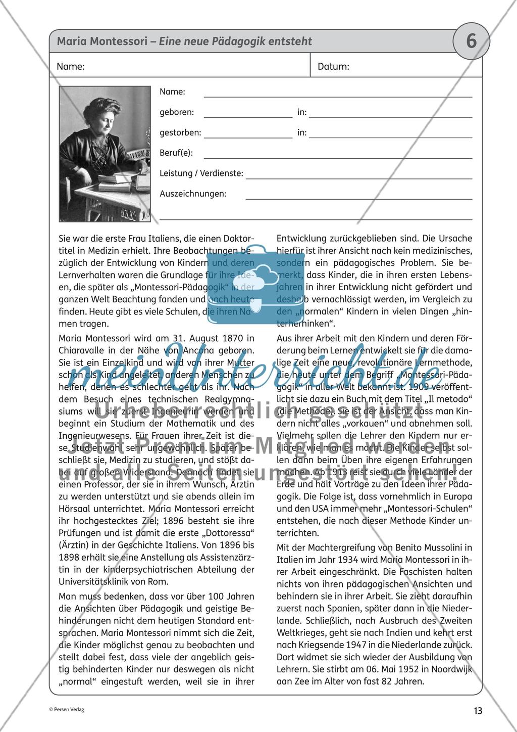 Maria Montessori (31.08.1870 bis 06.05.1952) Preview 1
