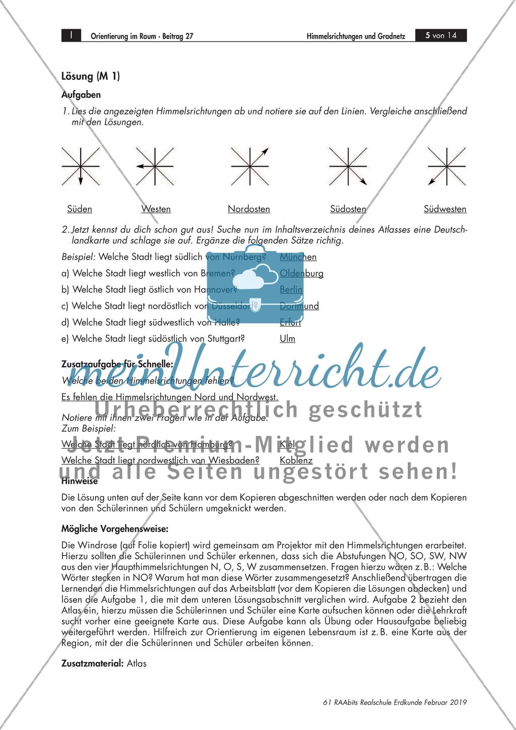 Die Himmelsrichtungen und das Gradnetz Preview 2