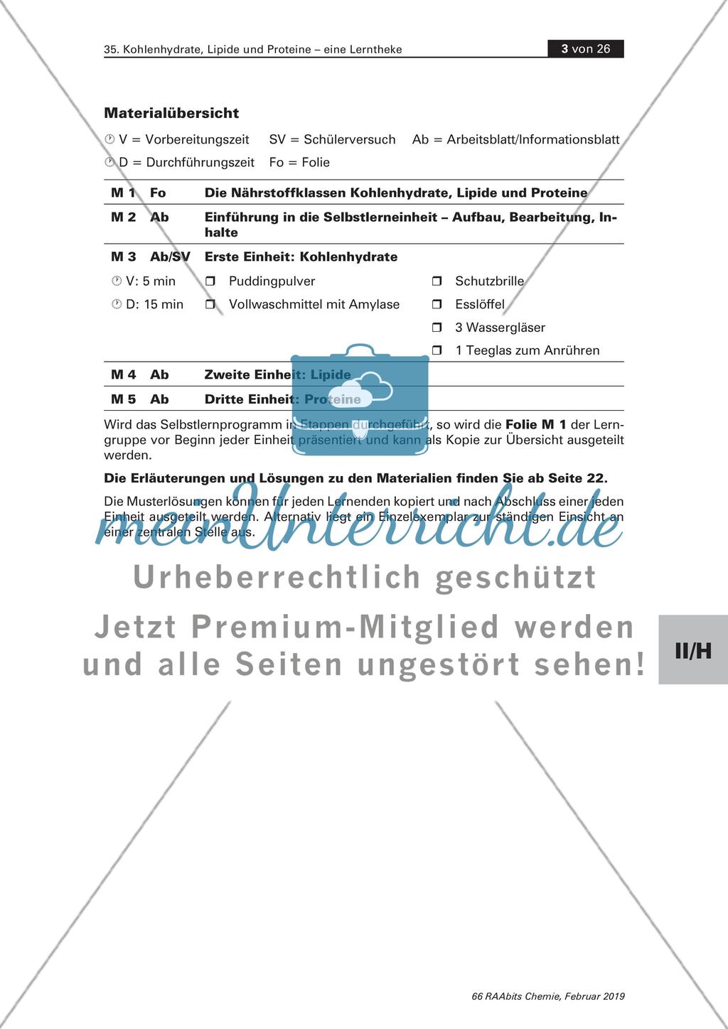 Lerntheke: Kohlenhydrate, Lipide und Proteine Preview 3