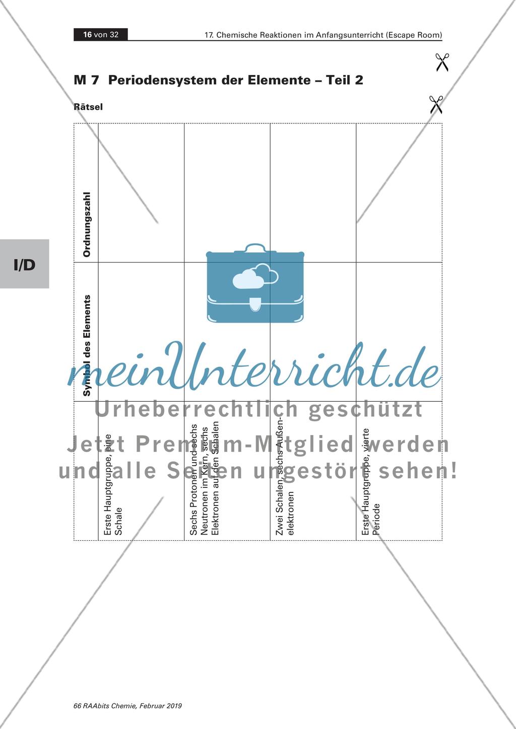 Chemische Reaktionen im Anfangsunterricht: Escape Room Preview 11