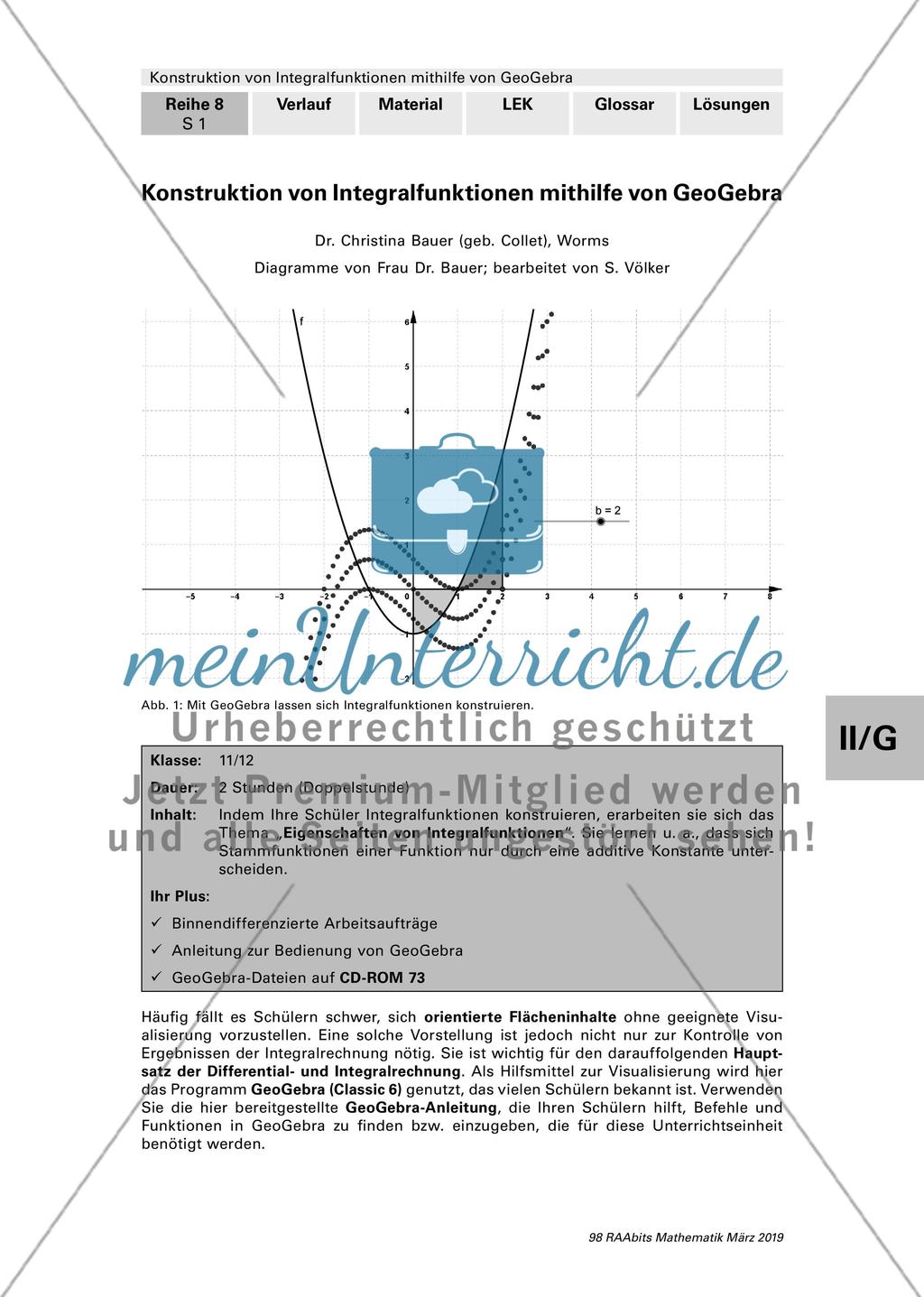 Konstruktion von Integralfunktionen mithilfe von GeoGebra Preview 1