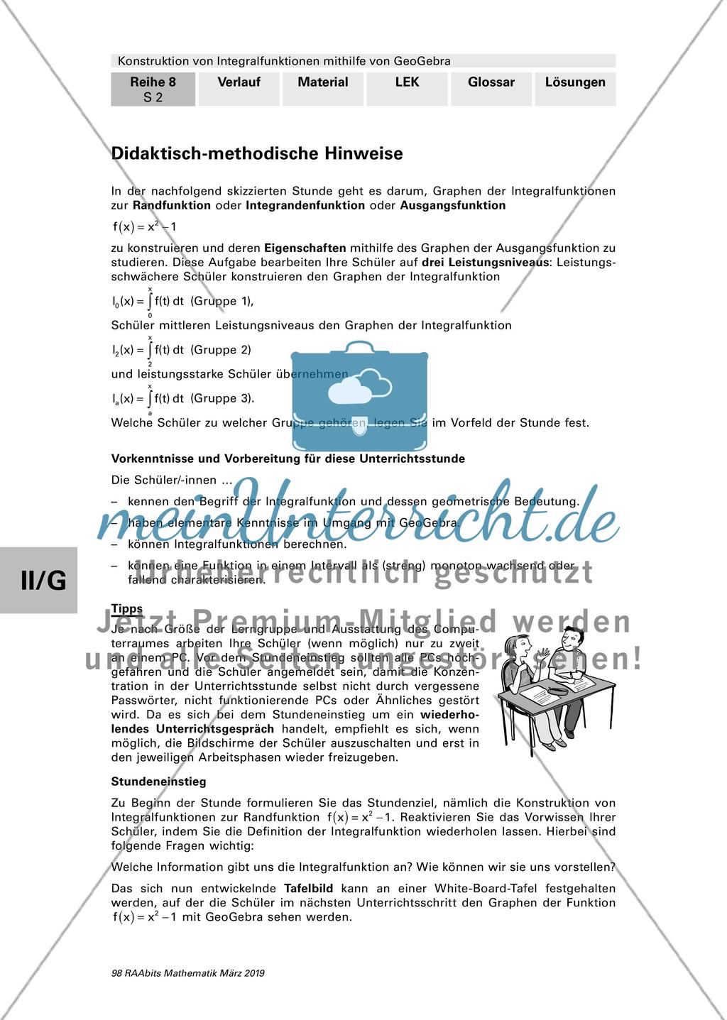 Konstruktion von Integralfunktionen mithilfe von GeoGebra Preview 2