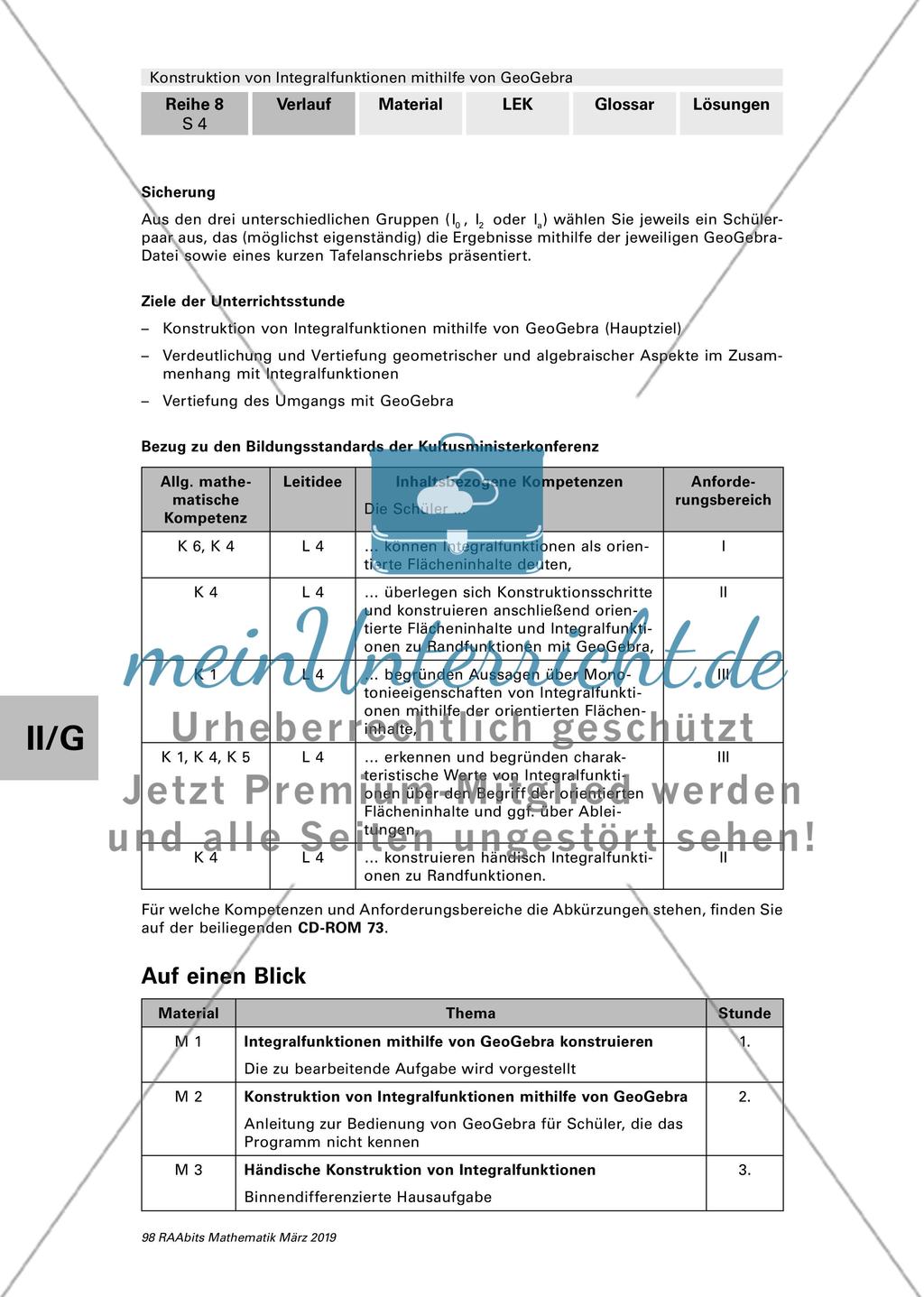 Konstruktion von Integralfunktionen mithilfe von GeoGebra Preview 4