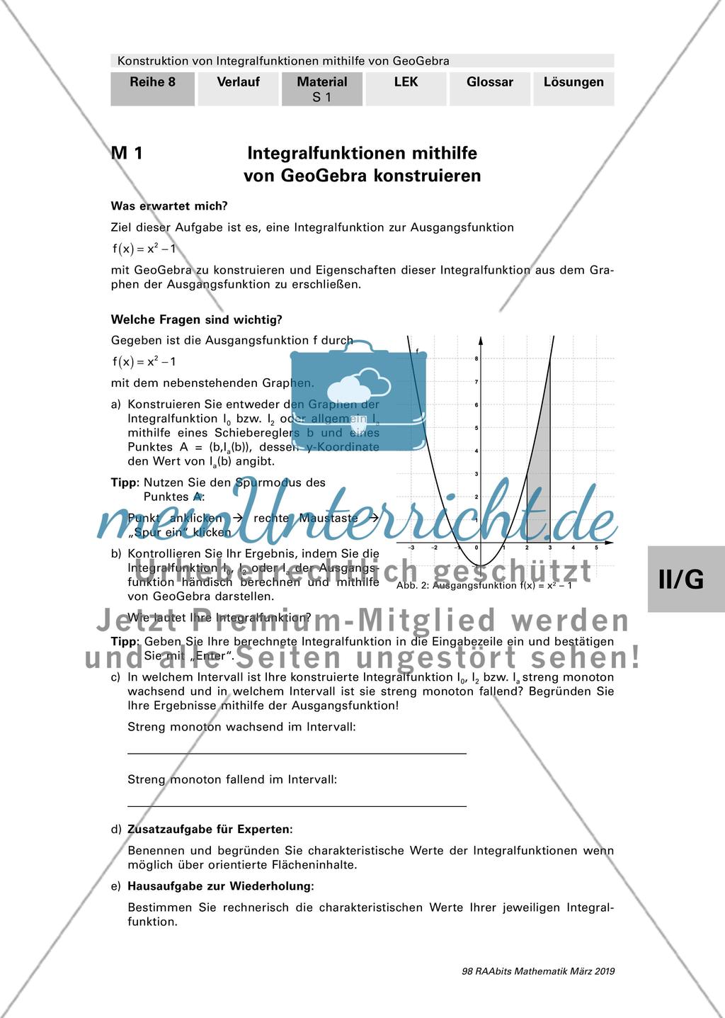 Konstruktion von Integralfunktionen mithilfe von GeoGebra Preview 5