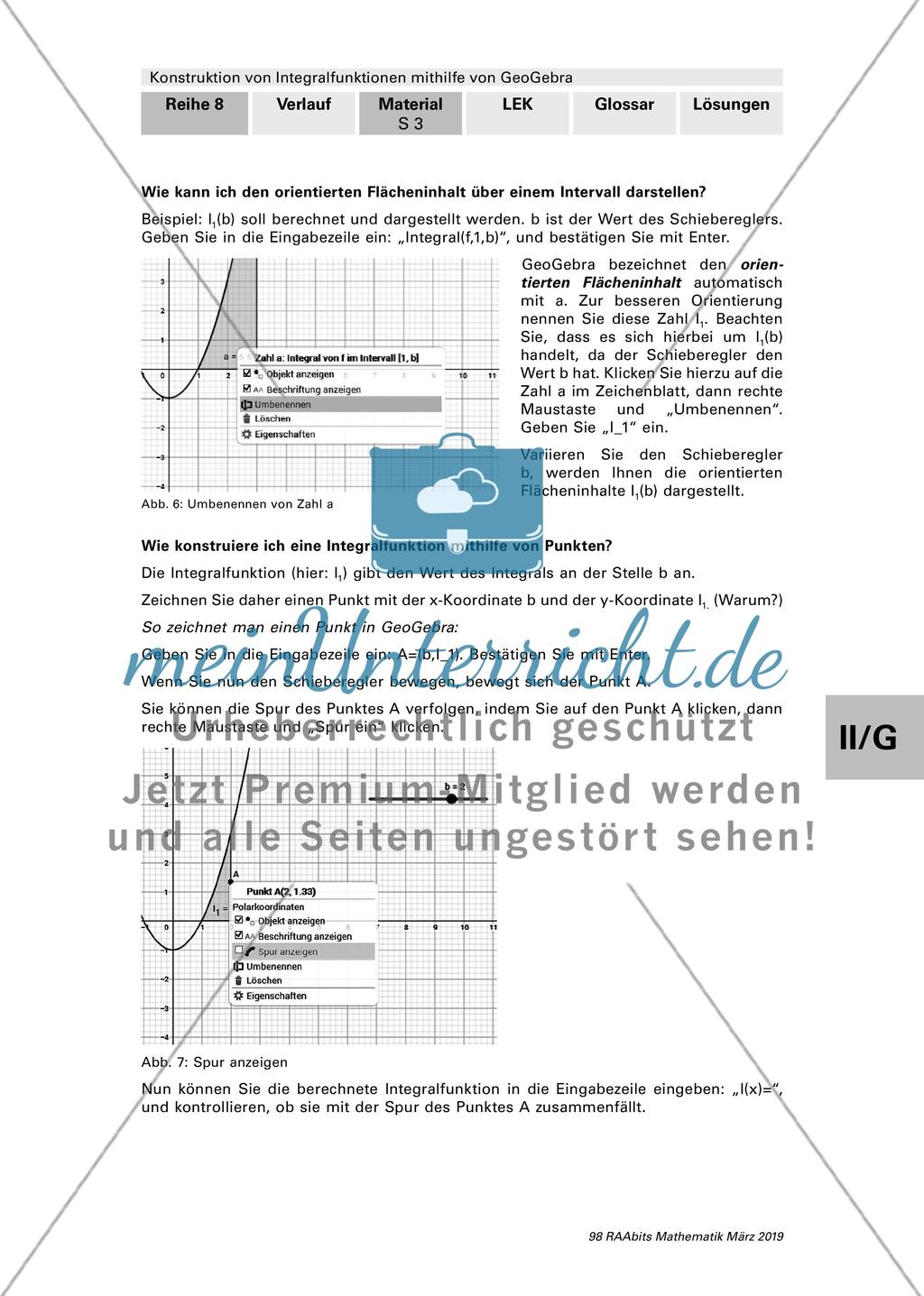 Konstruktion von Integralfunktionen mithilfe von GeoGebra Preview 7