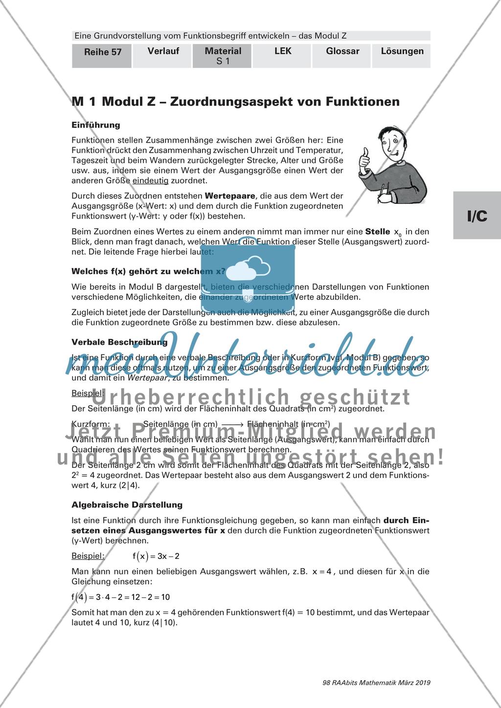 Die Zuordnungsaspekte von Funktionen Preview 1